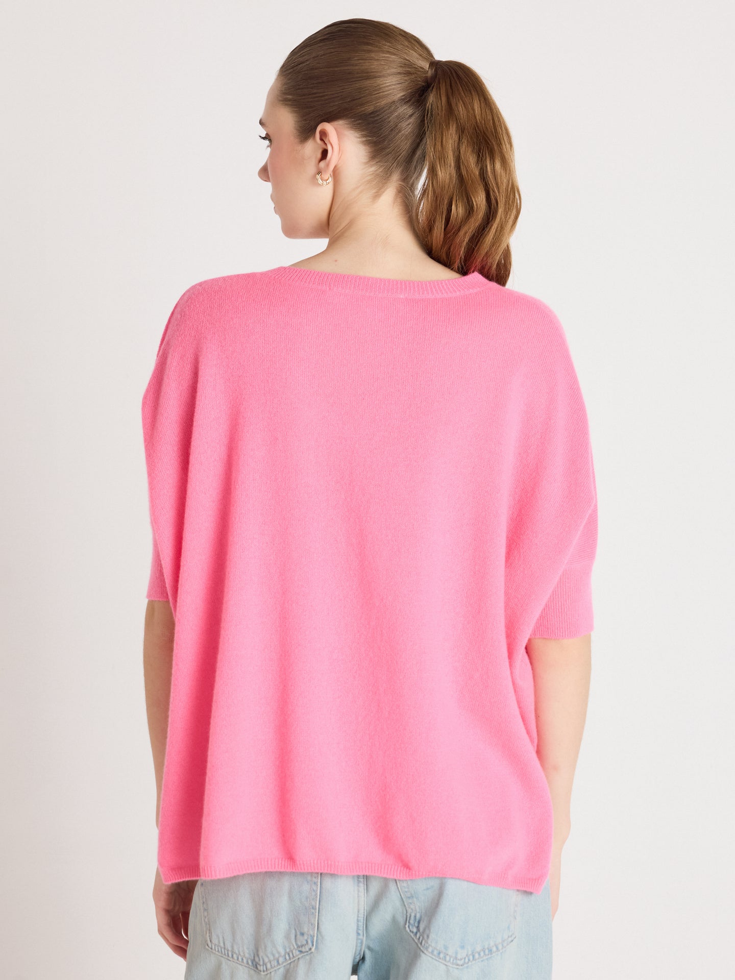 poncho maglione kate - cashmere - sparkle pink neon