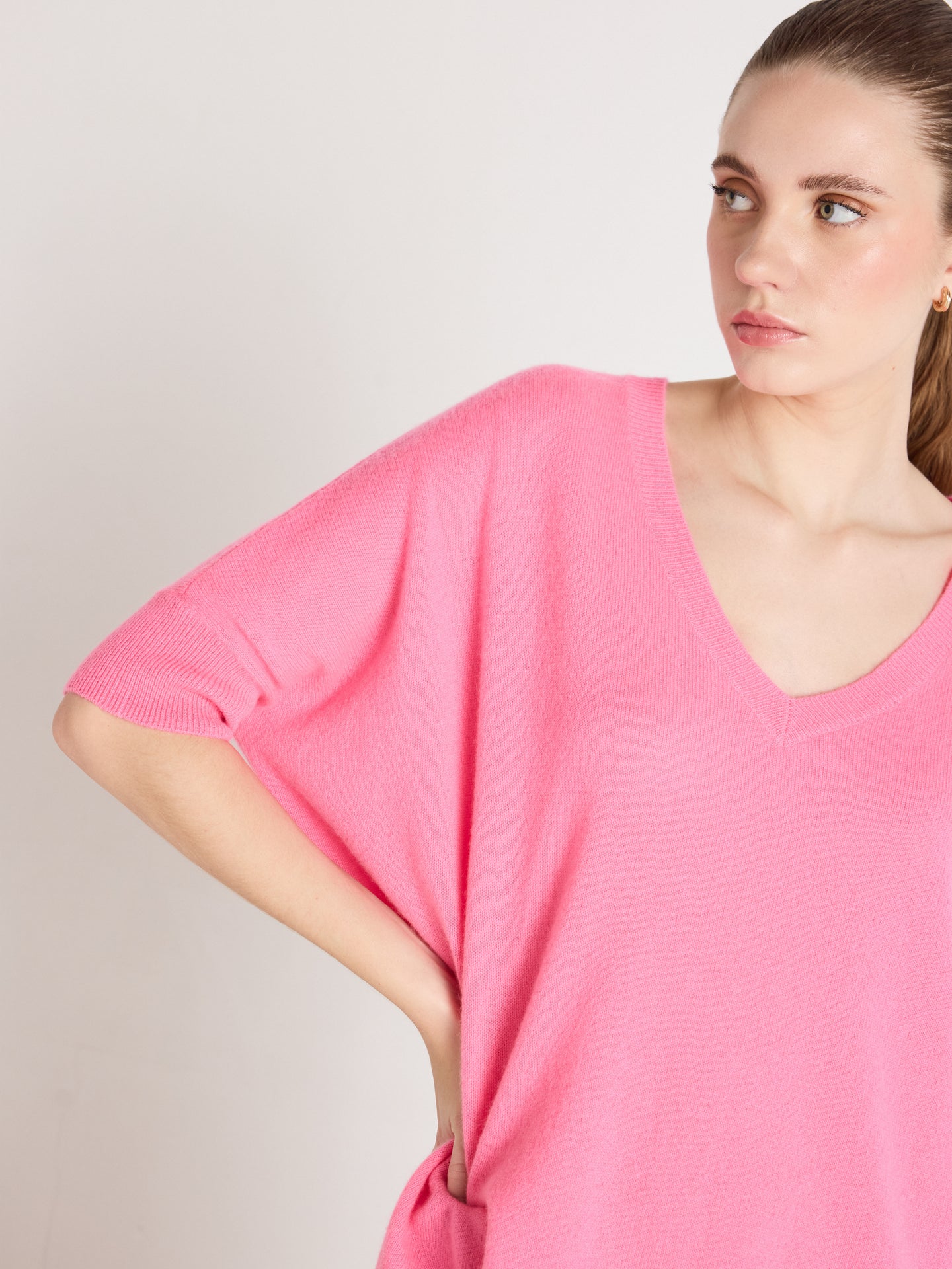 poncho maglione kate - cashmere - sparkle pink neon