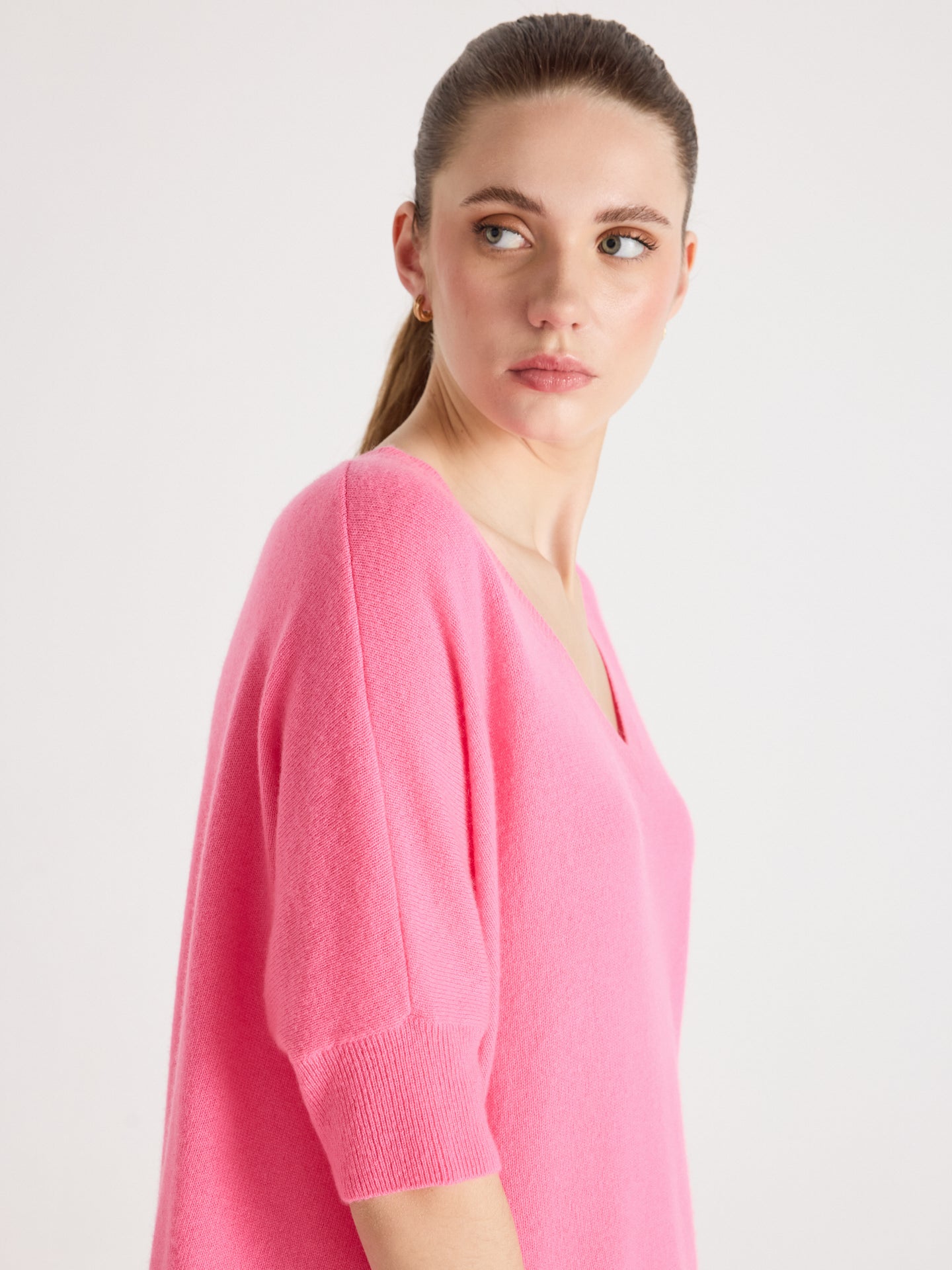 poncho maglione kate - cashmere - sparkle pink neon
