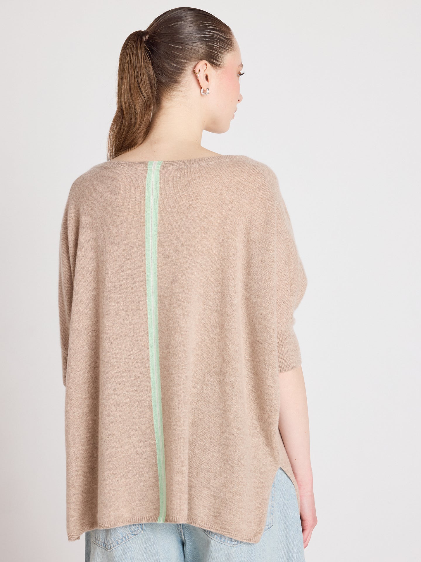 Ingrid - Kaschmirponcho mit V-Ausschnitt - Chestnut