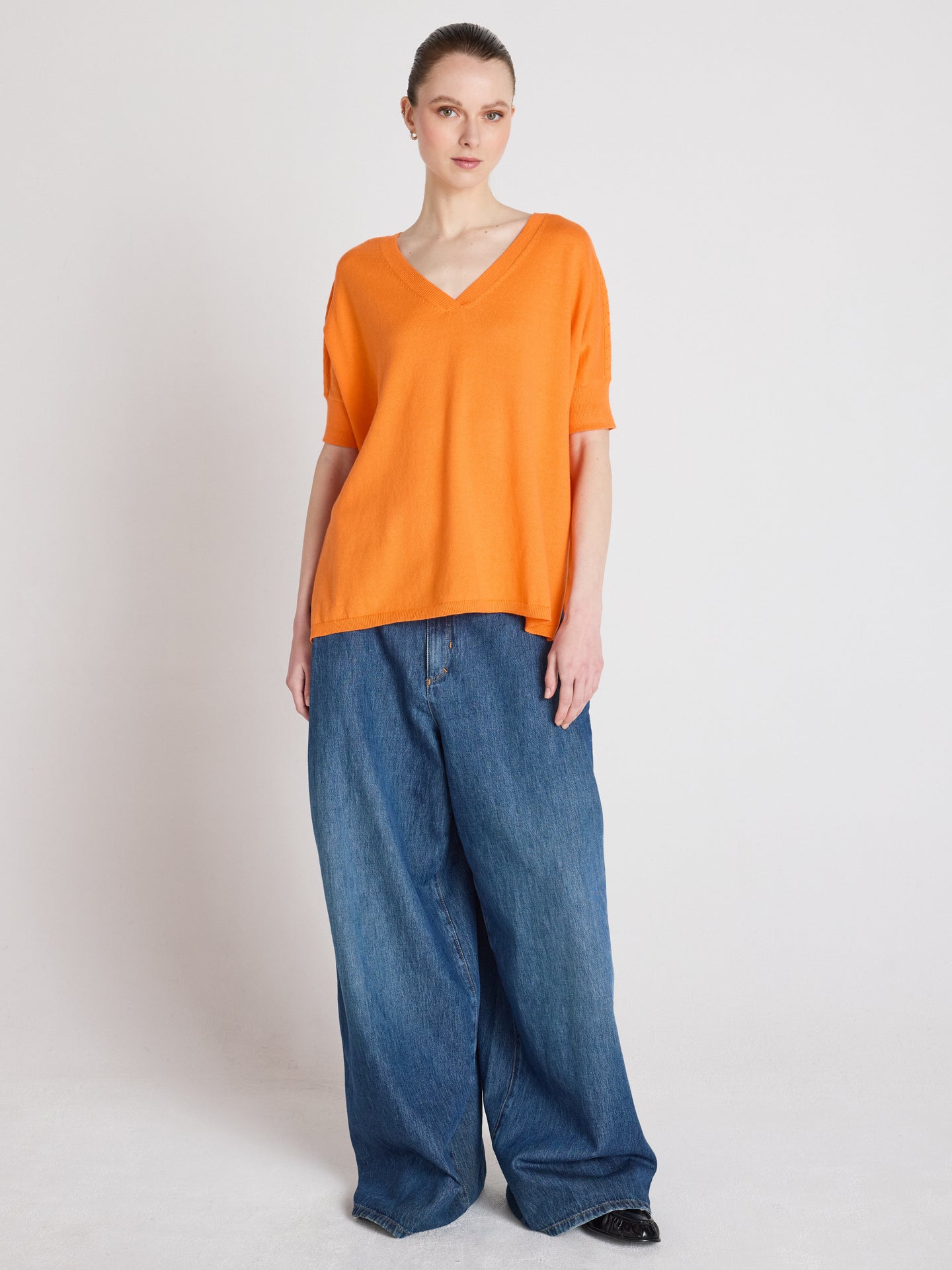 alyssa - Poncho in cotone e cashmere - clementine