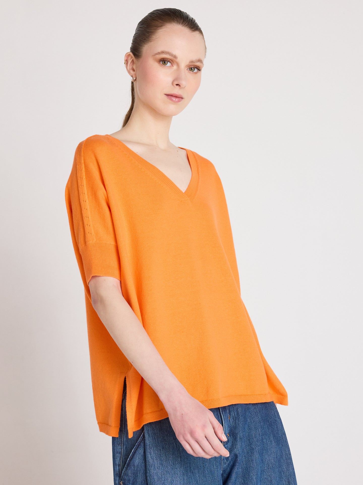 alyssa - Poncho in cotone e cashmere - clementine