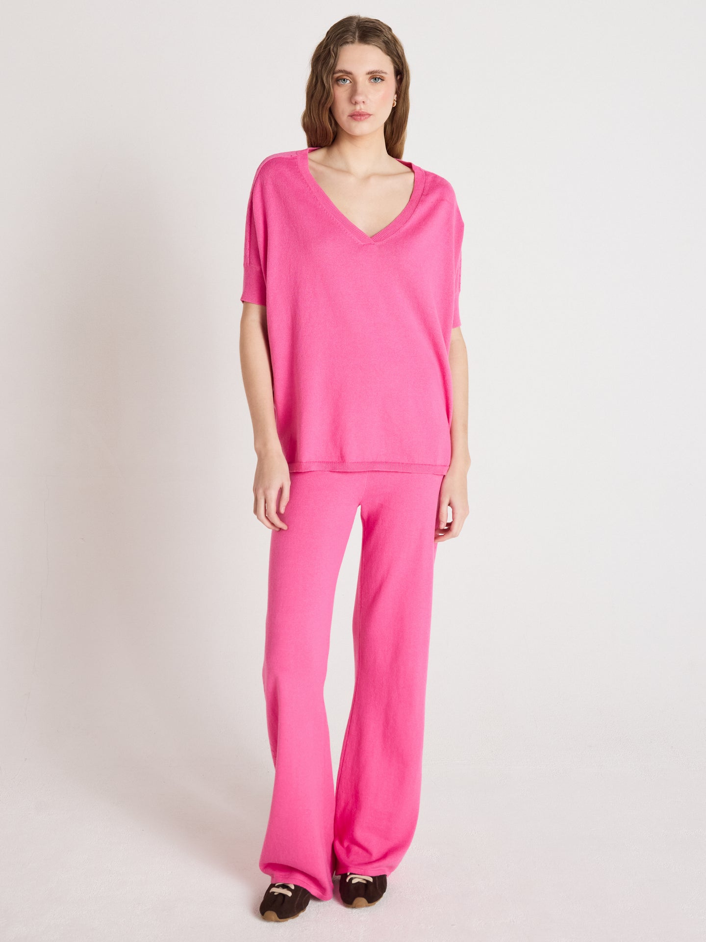 pull poncho alyssa - coton cachemire - flamingo pink