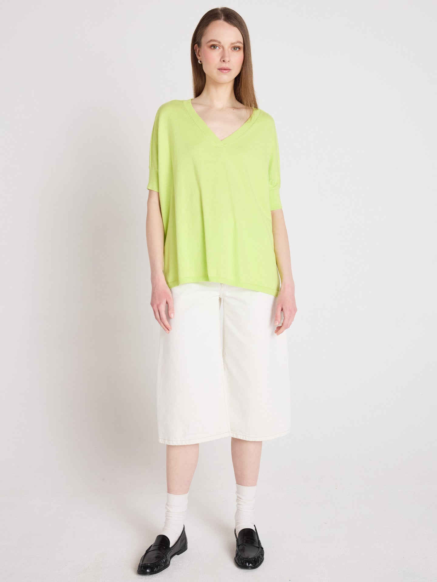 alyssa - Pull poncho coton cachemire - lime