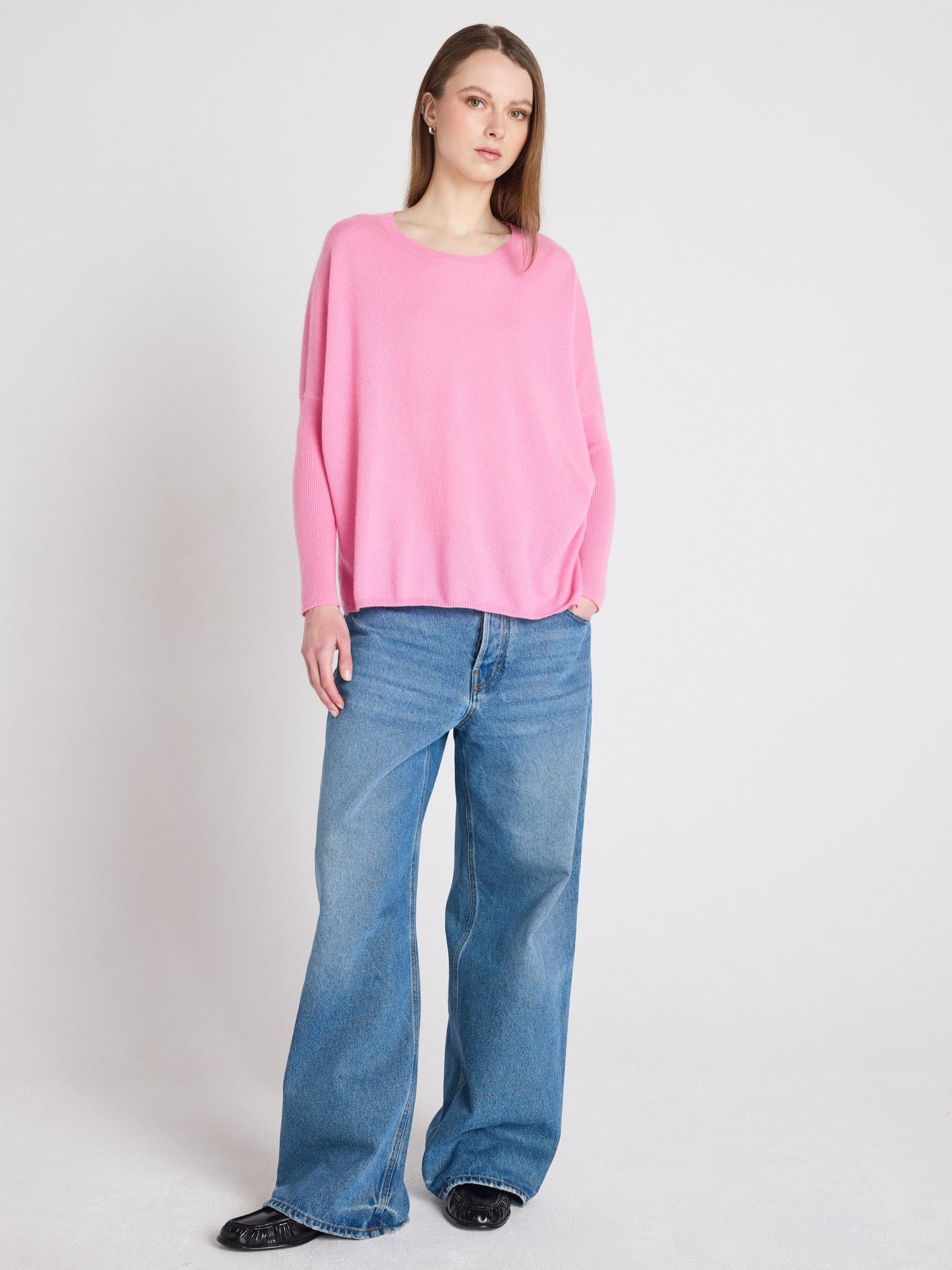 Astrid - Rundhalsponcho aus Kaschmir - dragon fruit