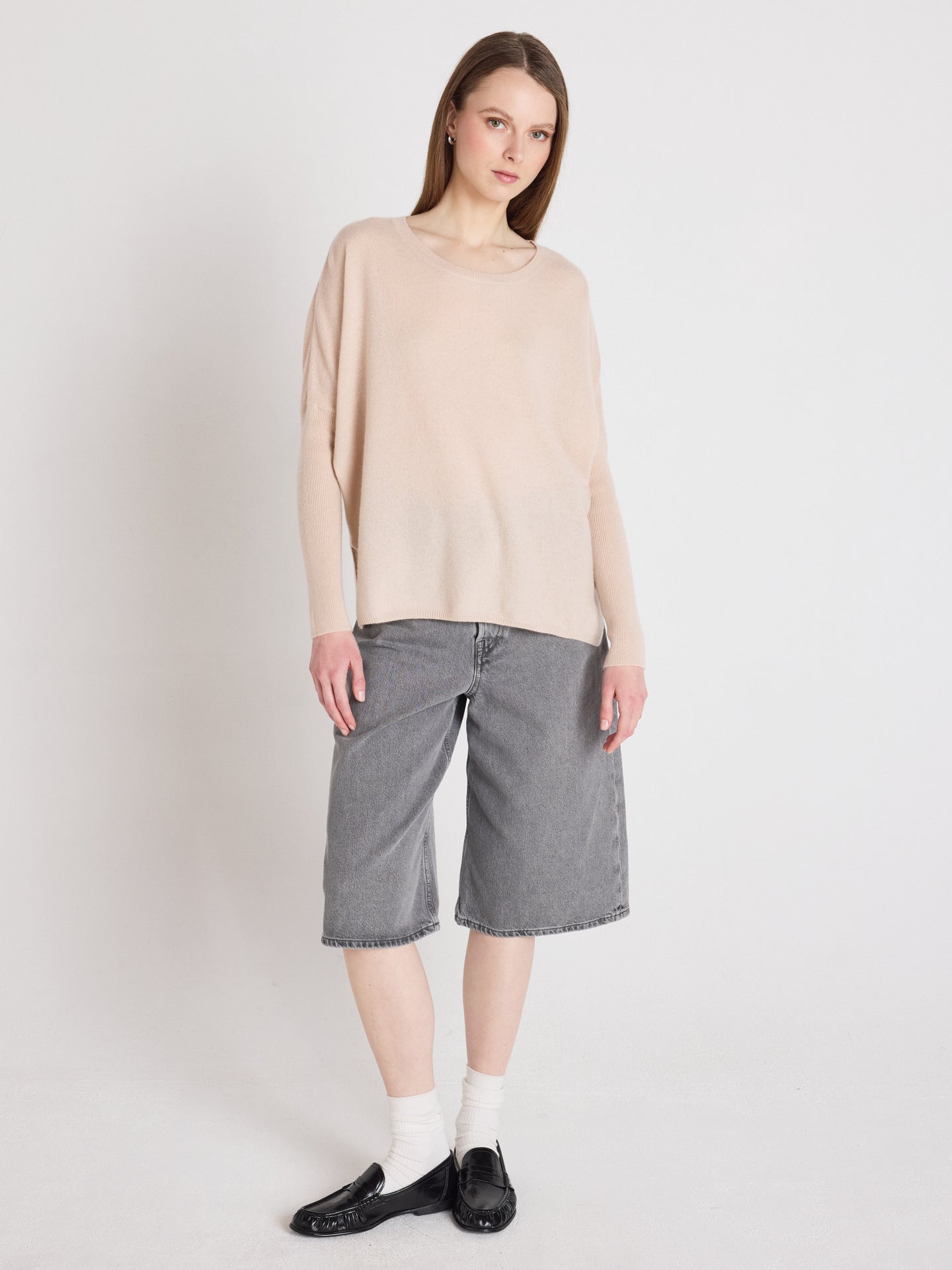 Astrid - Rundhalsponcho aus Kaschmir - shell