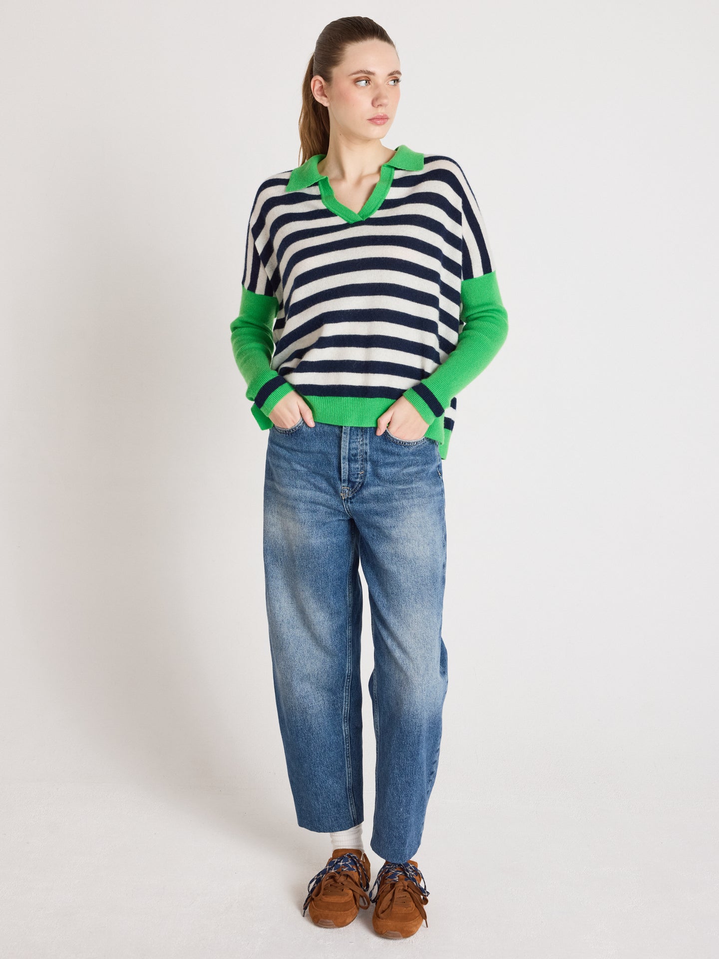 Toni - Poncho-pullover mit Polokragen aus Kaschmir - Navy