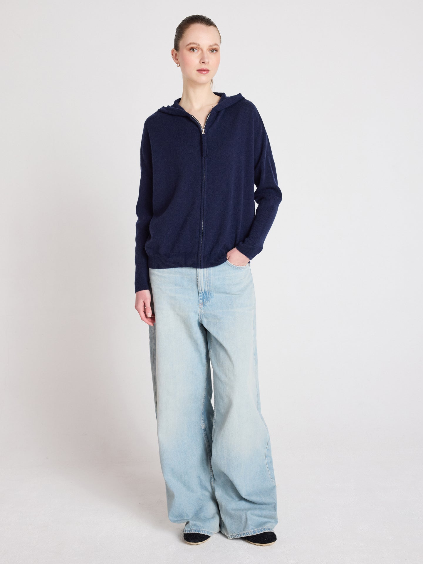 Evelyn - Poncho-pullover aus Kaschmir - Navy