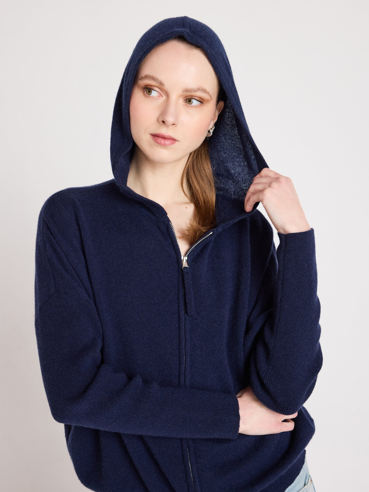 Evelyn - Poncho-pullover aus Kaschmir - Navy