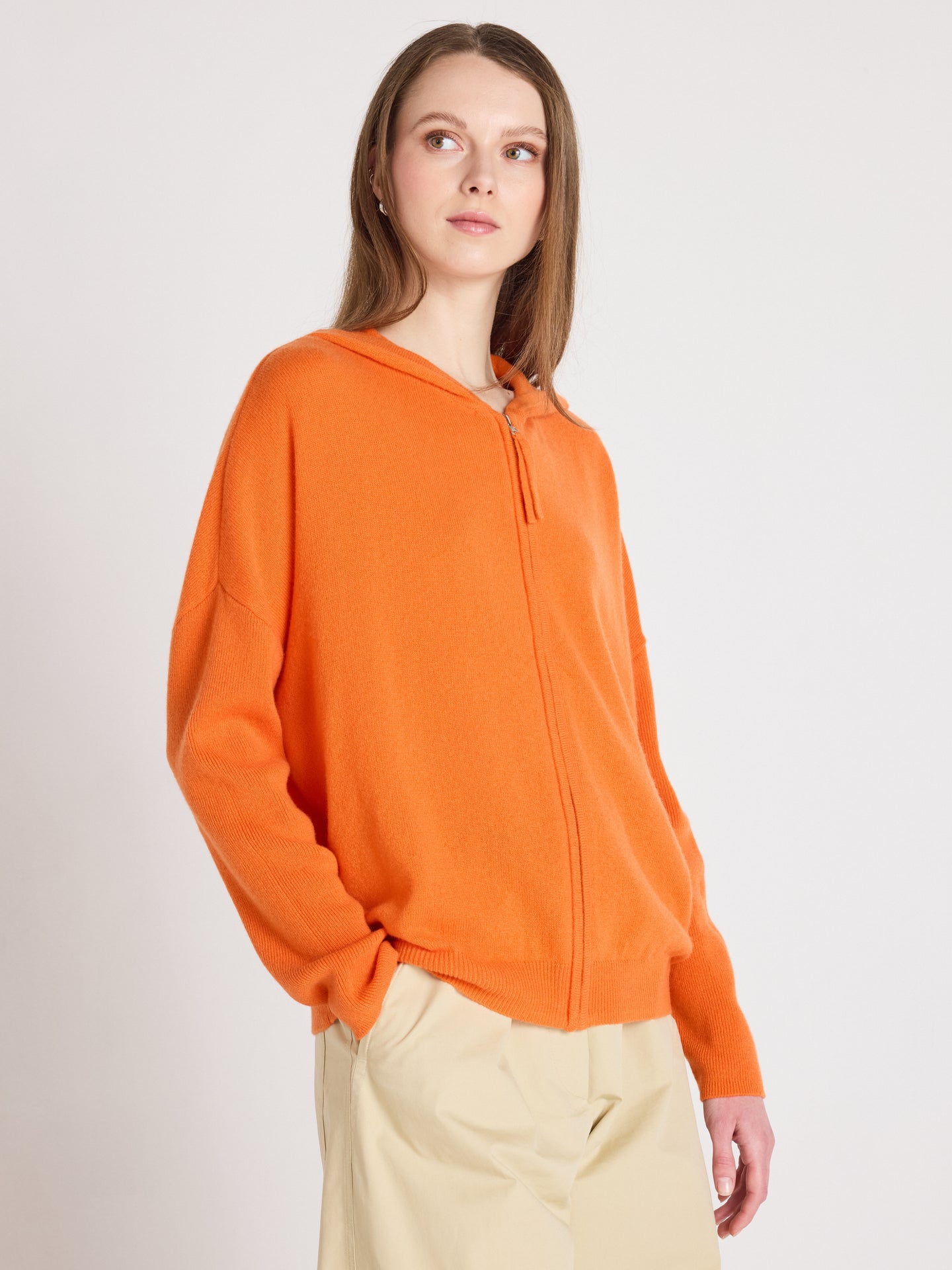 Evelyn - Poncho-pullover aus Kaschmir - orange
