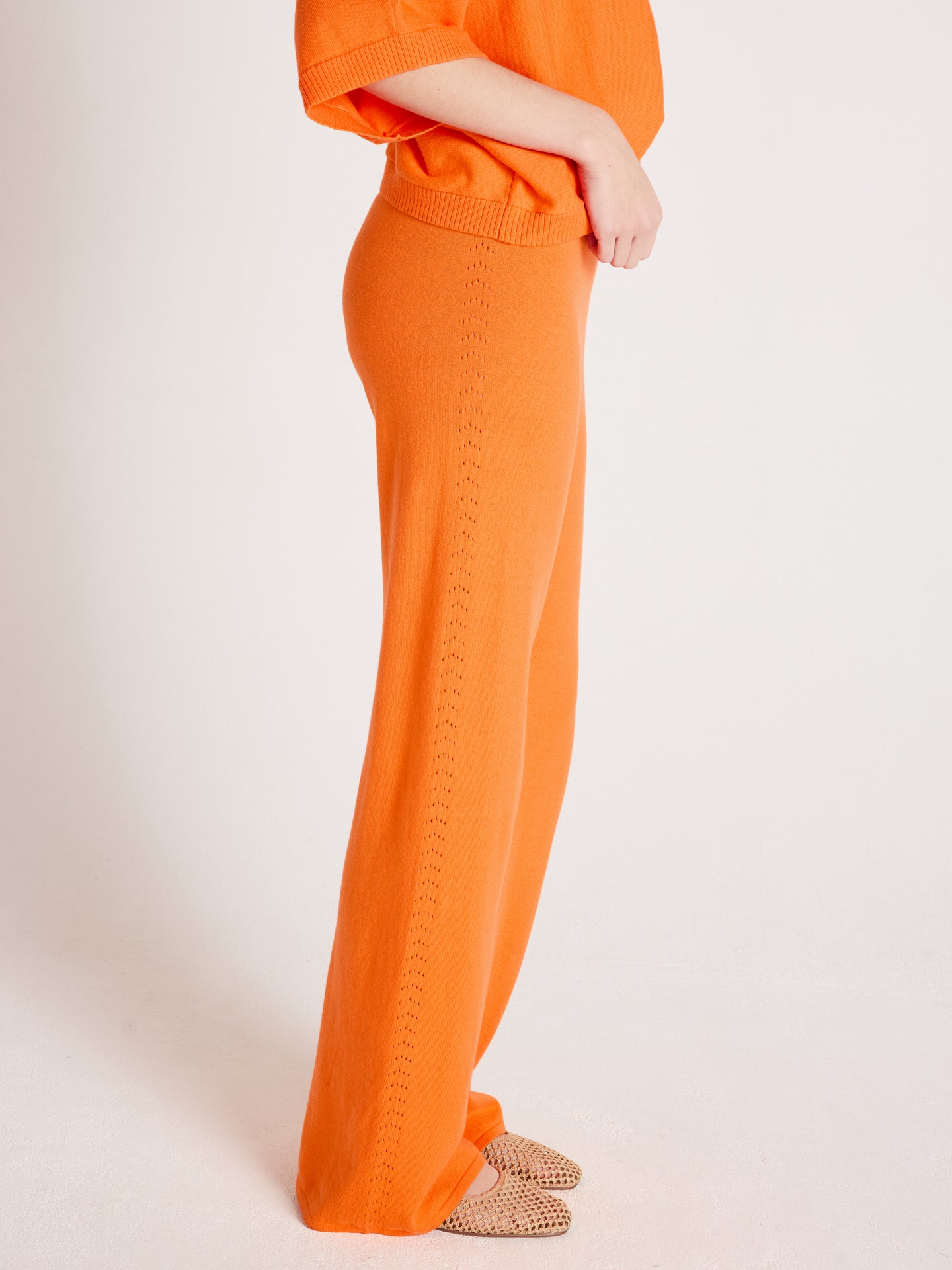 pantalone svasato melynda - cotone e cashmere - clementine