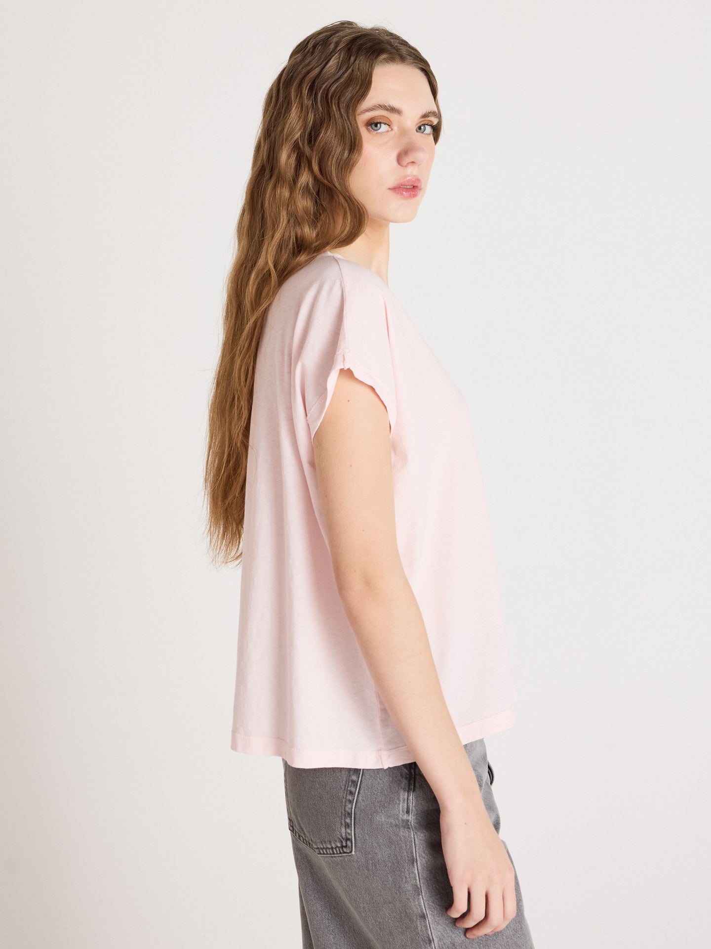 t-shirt suzie - coton lin - blush