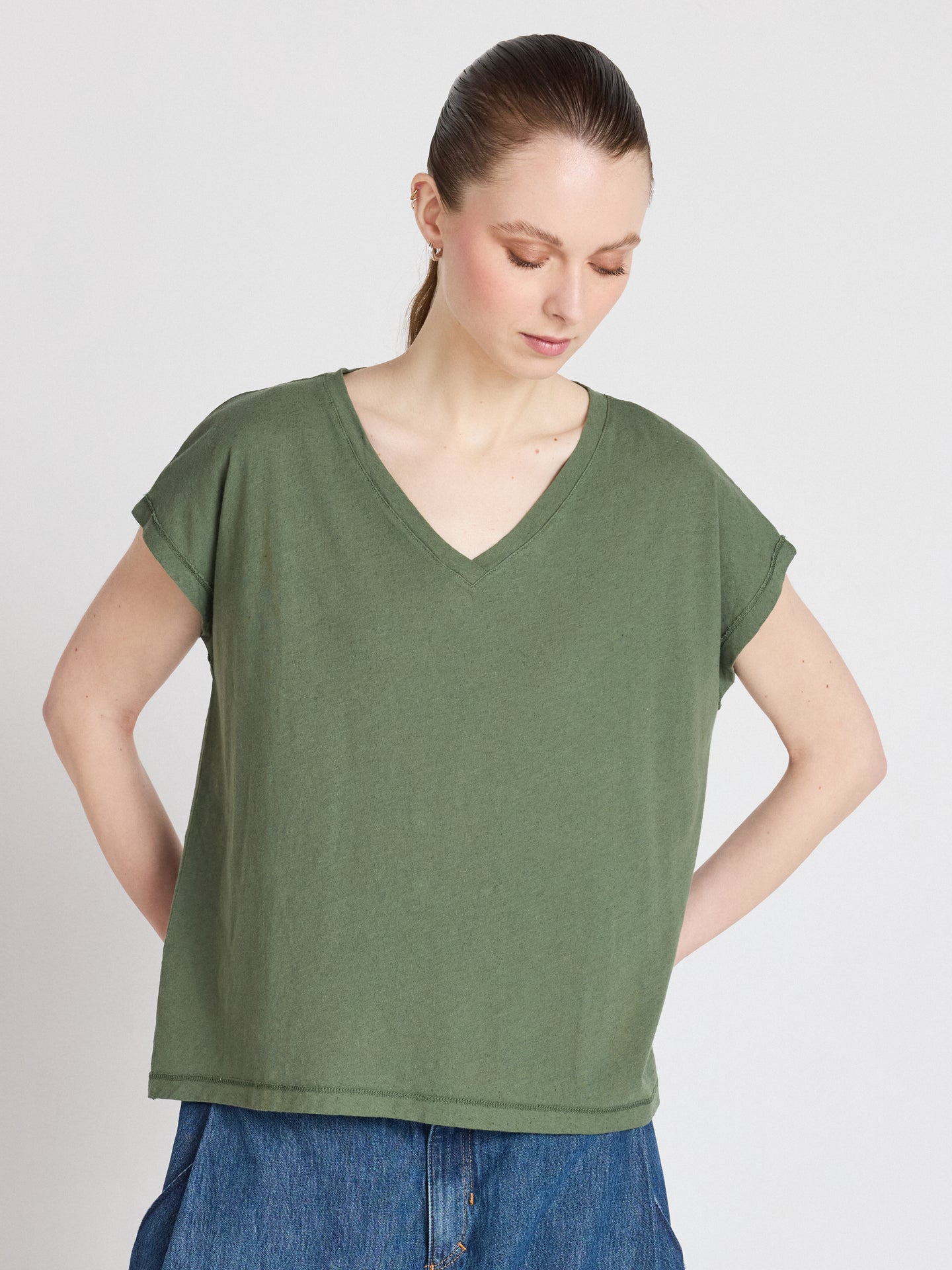 t-shirt suzie - coton lin - forest