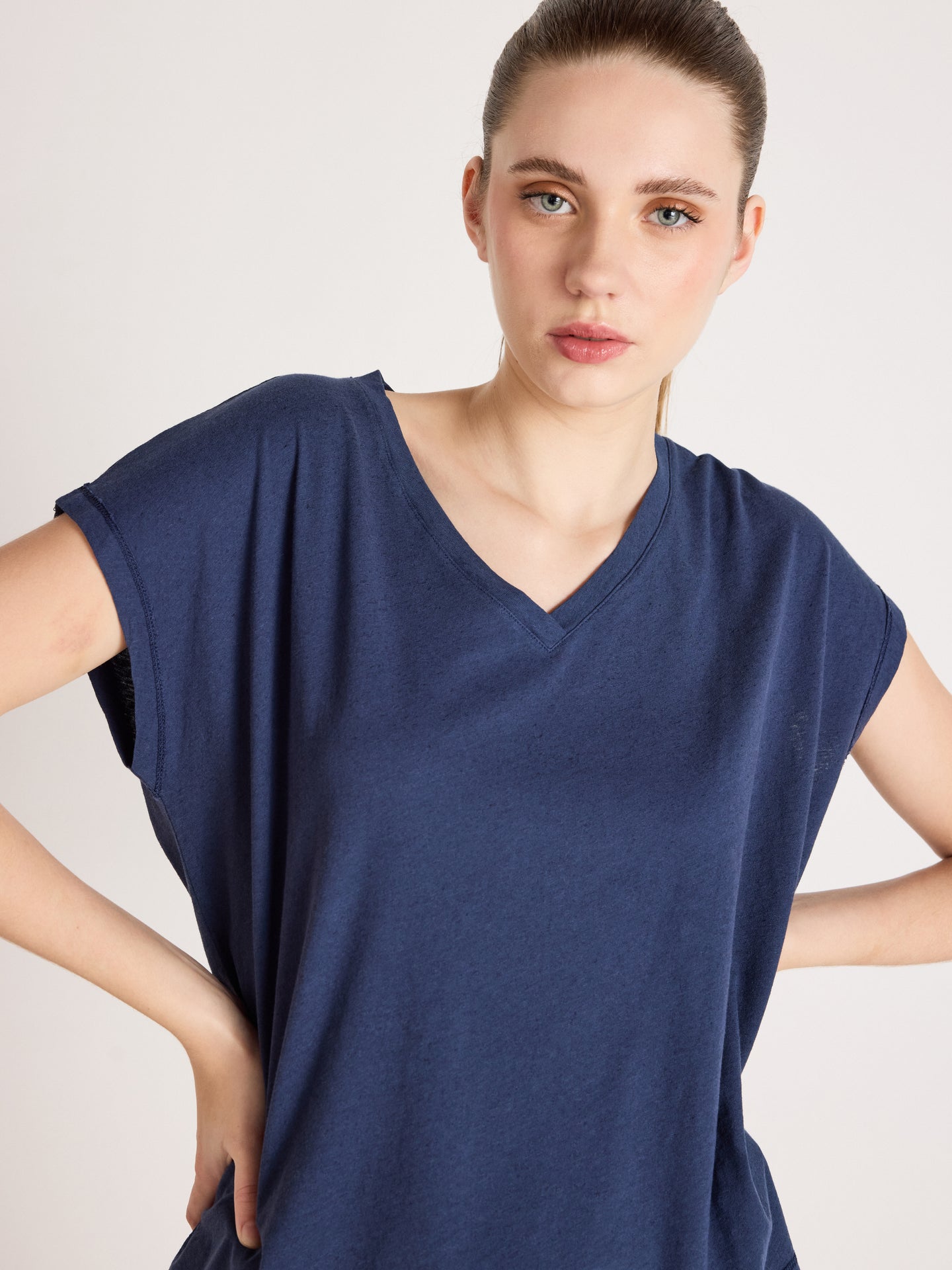t-shirt suzie - coton lin - navy