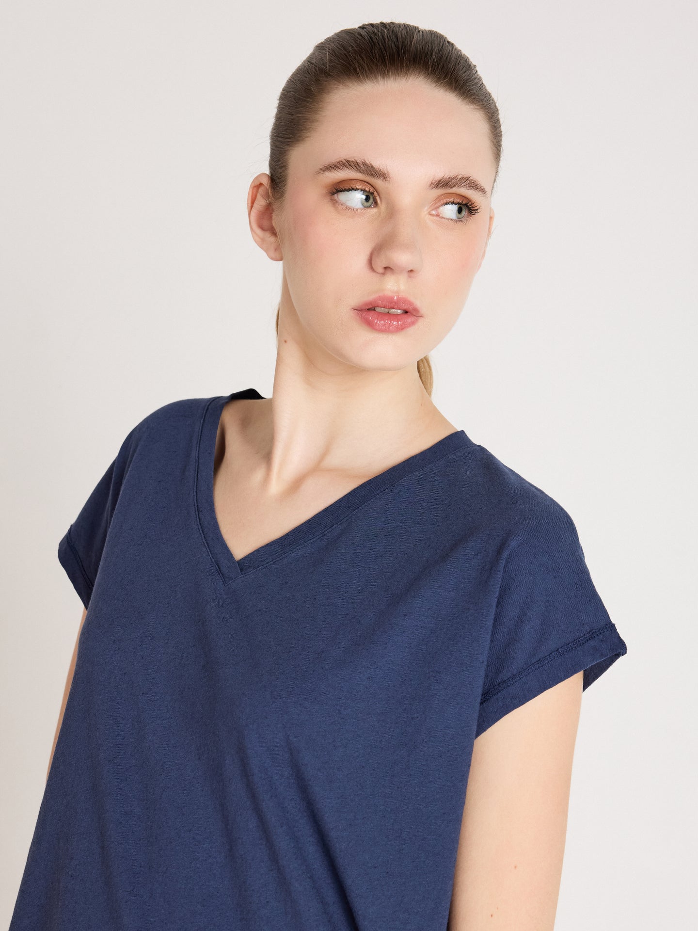 t-shirt suzie - coton lin - navy