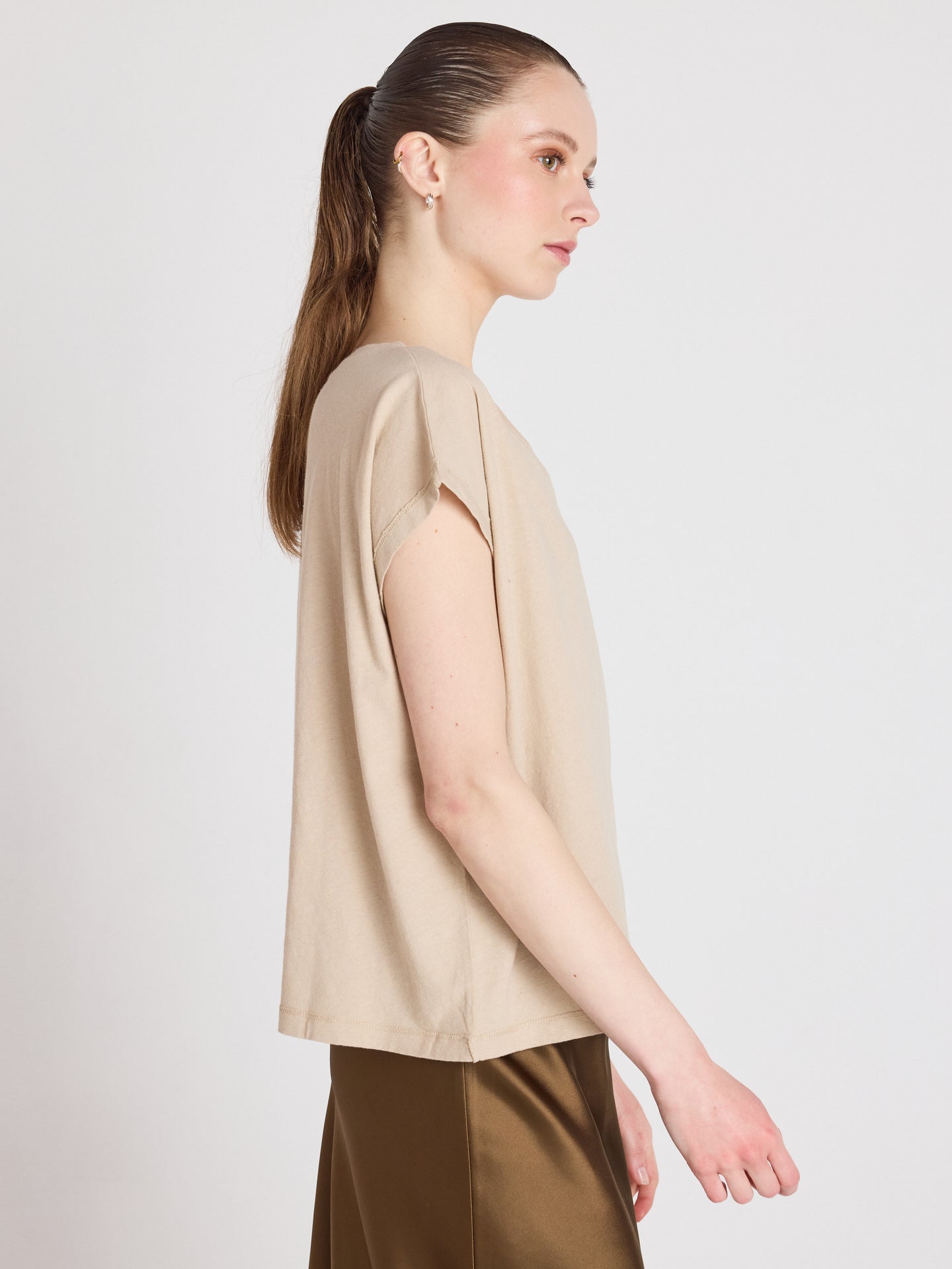 t-shirt suzie - coton lin - sand