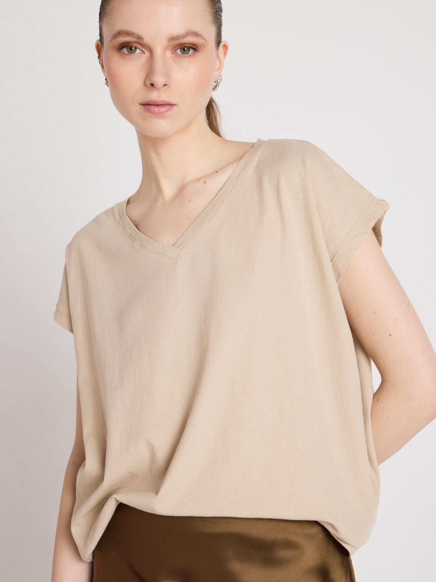t-shirt suzie - coton lin - sand