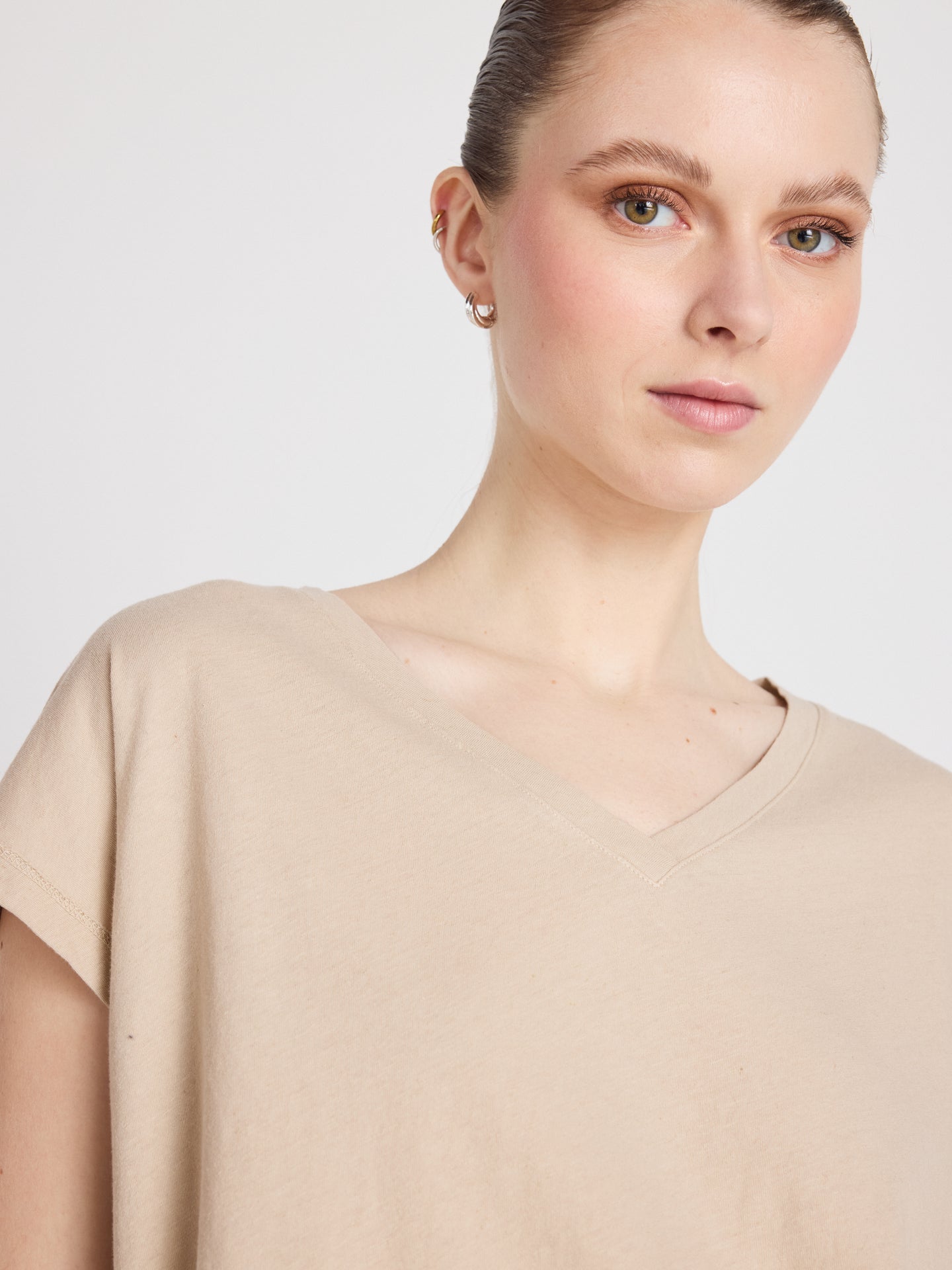 t-shirt suzie - coton lin - sand