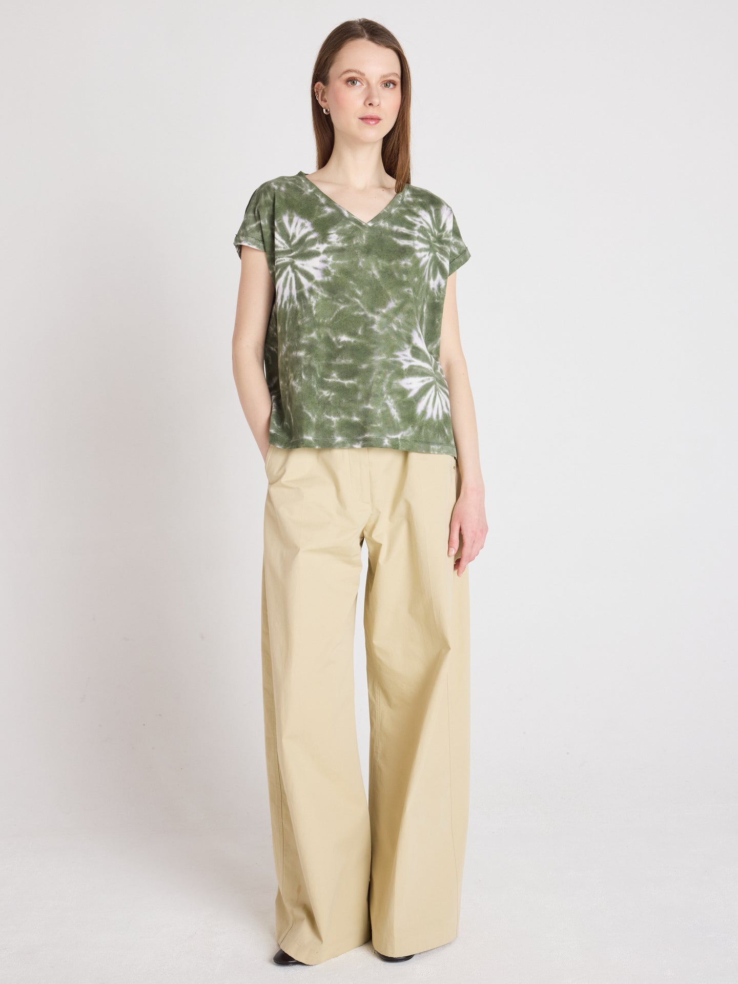 t-shirt suzie fancy - coton lin - tie dye kaki
