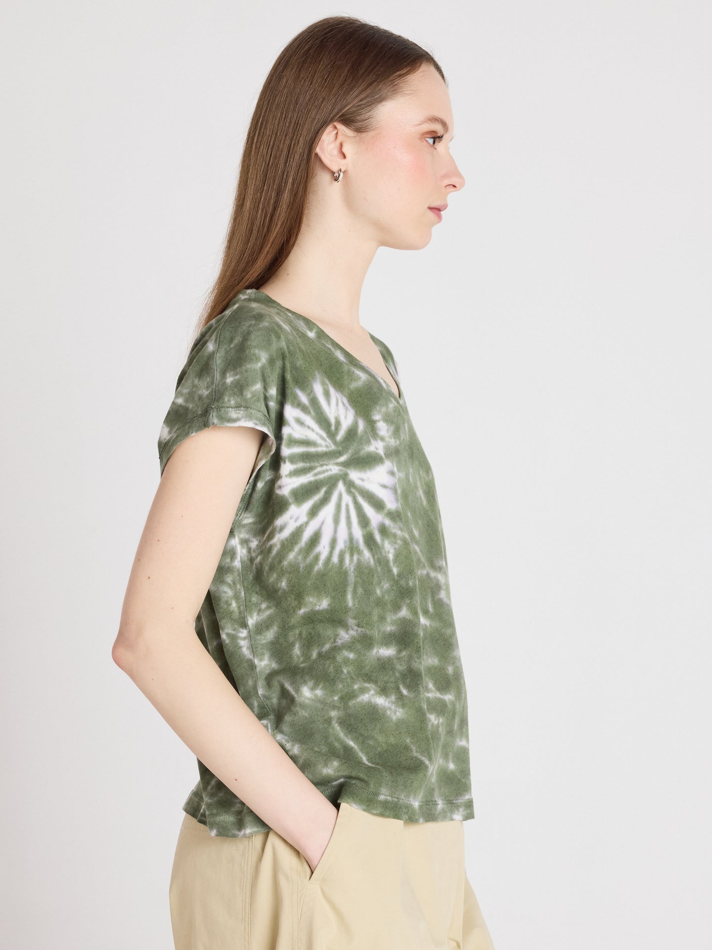 t-shirt suzie fancy - coton lin - tie dye kaki