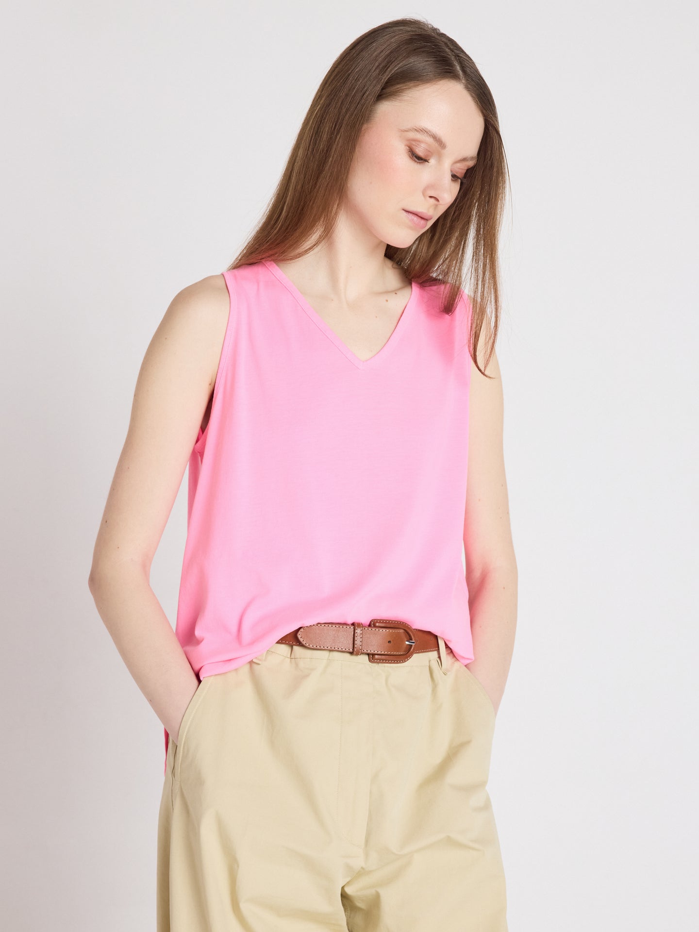 débardeur tess - lyocell coton - bubble gum neon