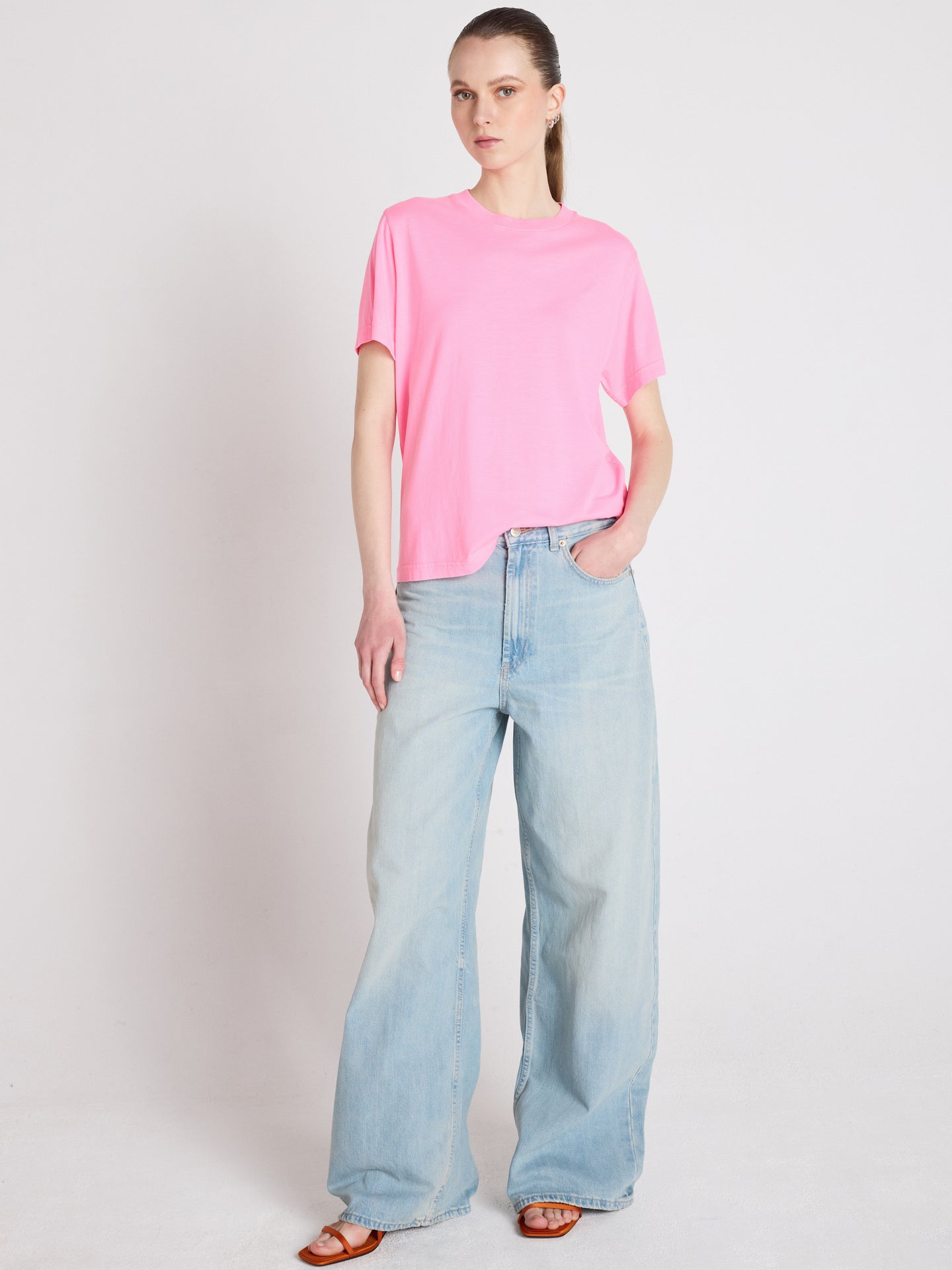 nina - T-shirt col rond - bubble gum neon