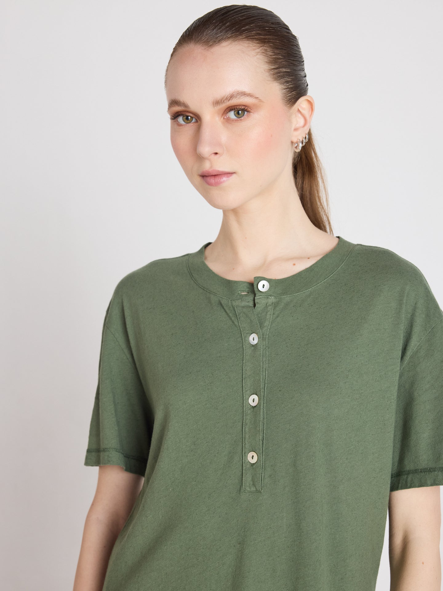 robe nicolette - coton lin - forest
