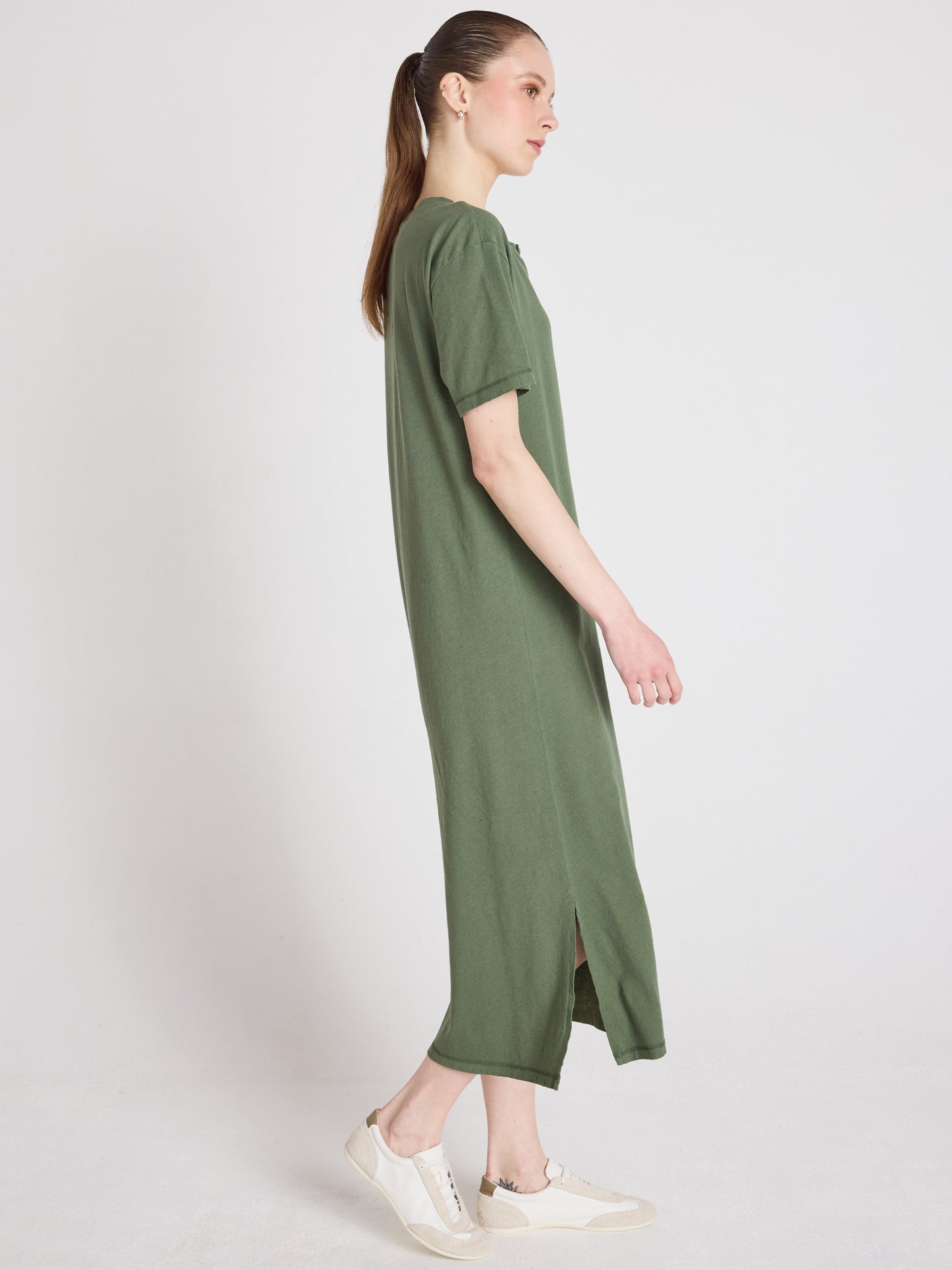 robe nicolette - coton lin - forest