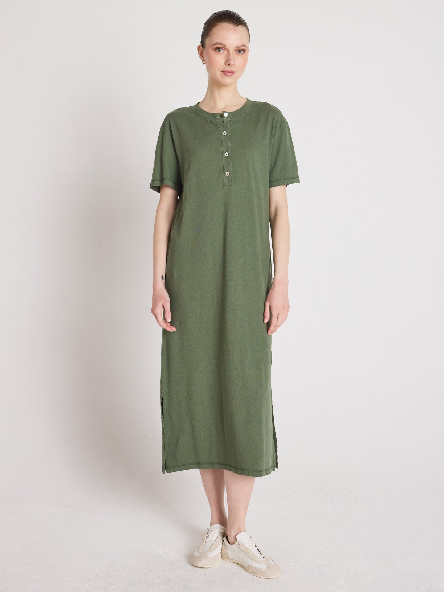 robe nicolette - coton lin - forest
