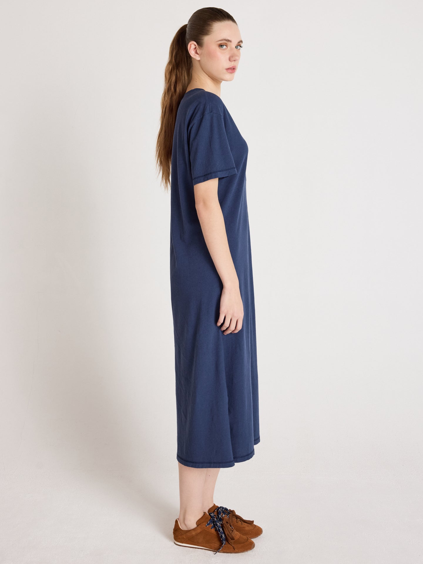 robe nicolette - coton lin - navy