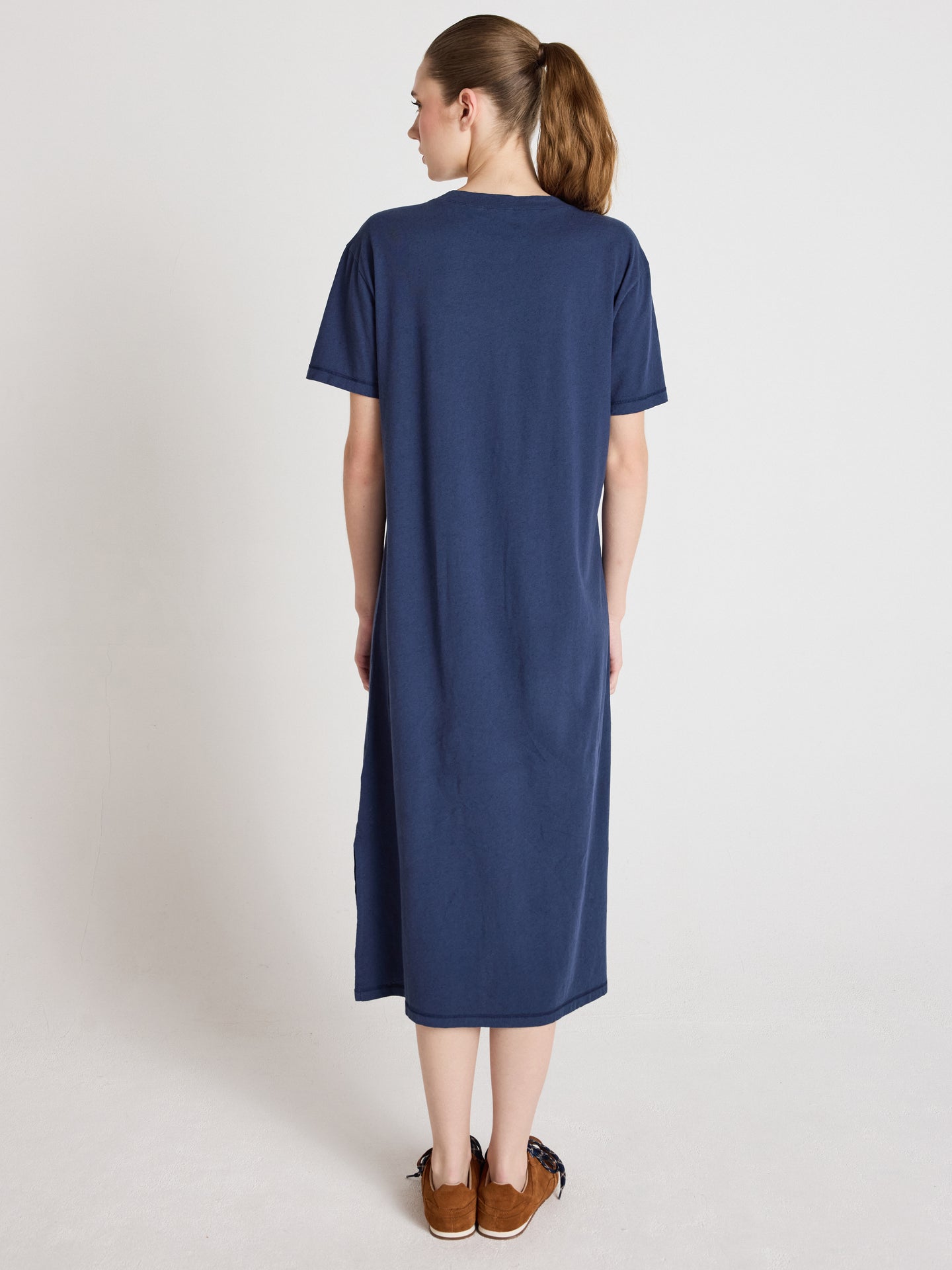 robe nicolette - coton lin - navy