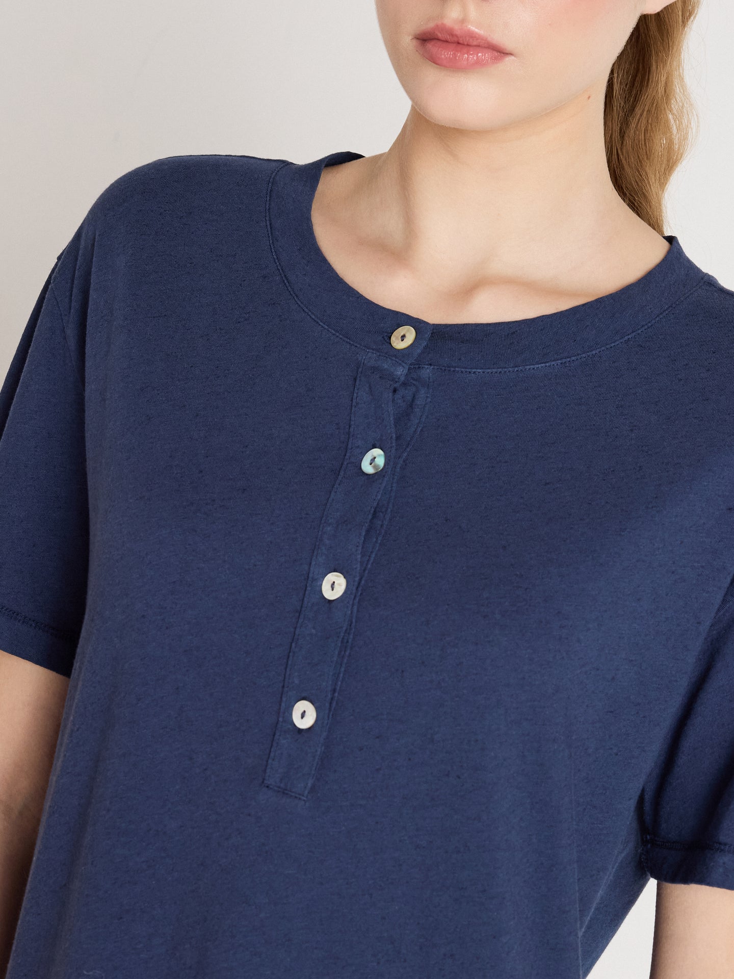 robe nicolette - coton lin - navy