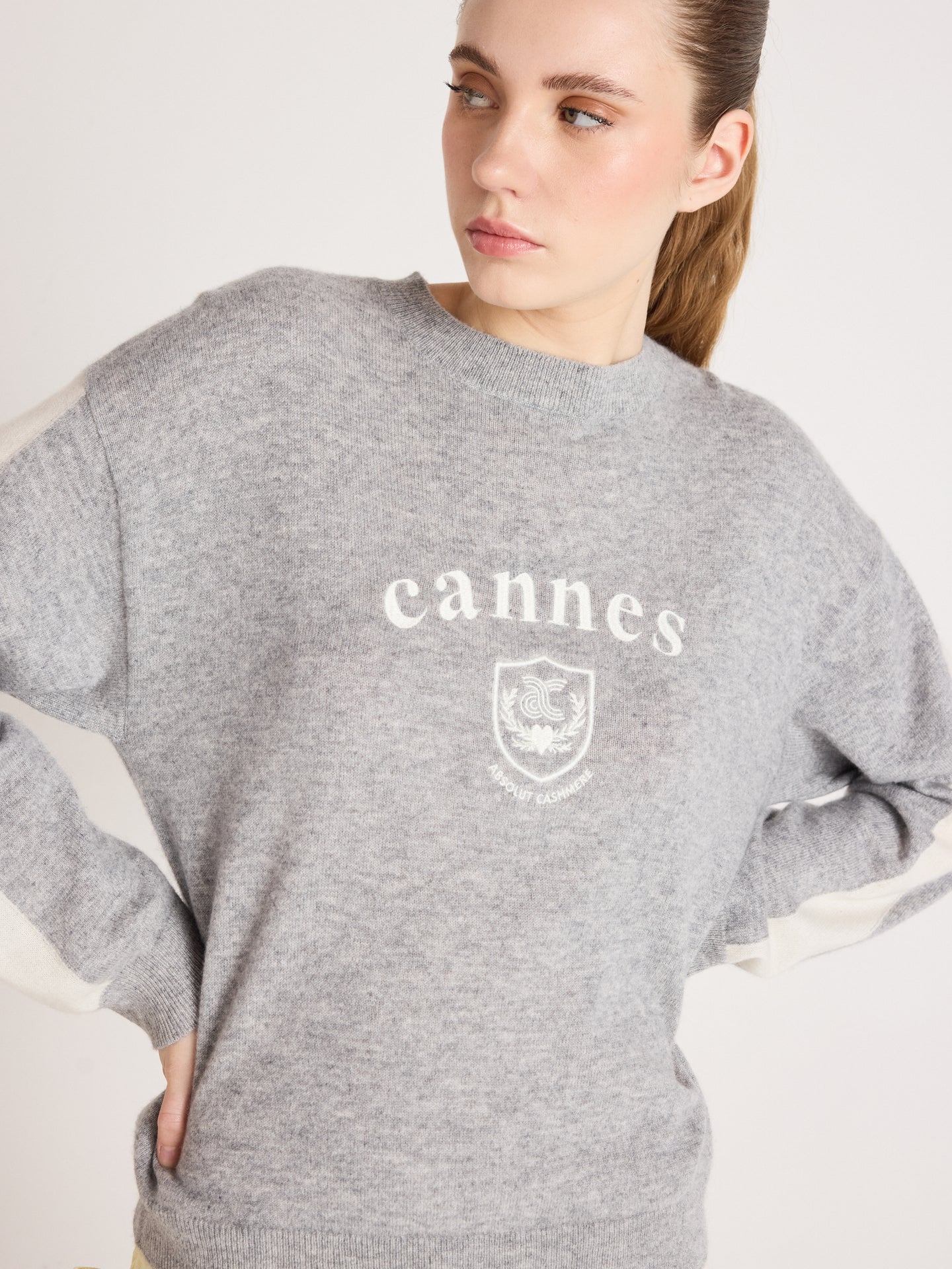 clubber - Pullover aus 100 % Kaschmir - light heather grey