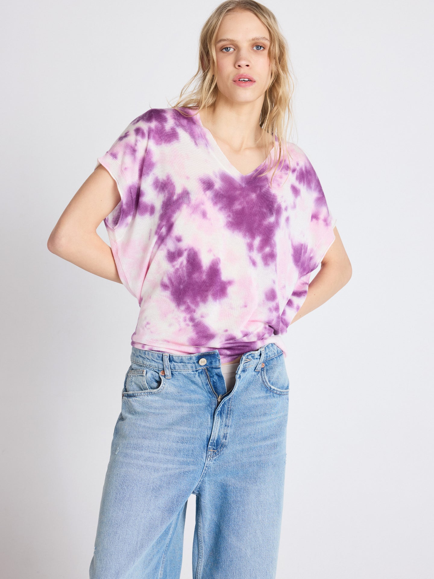 pull miranda - lyocell cachemire - tie dye pink
