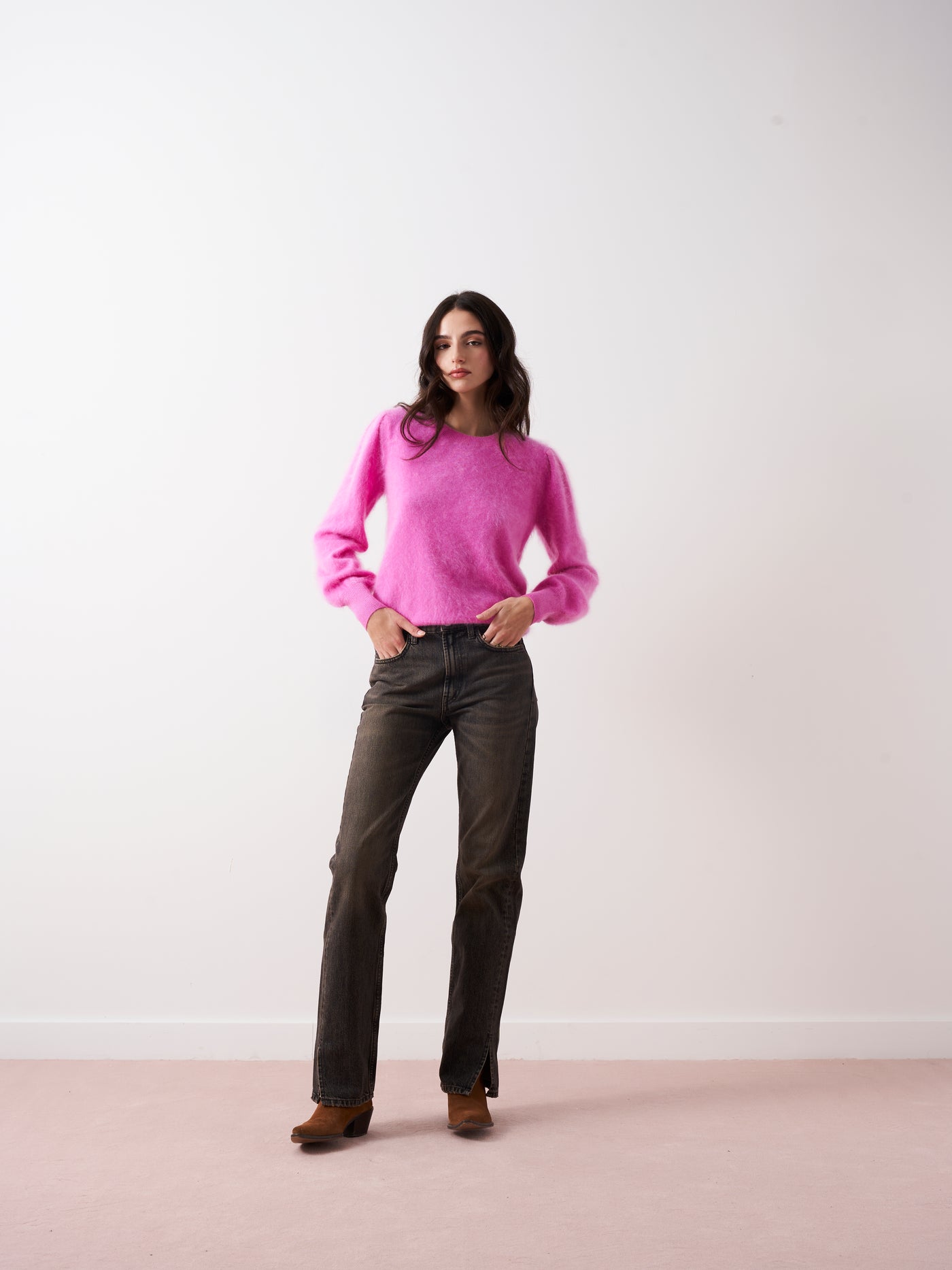 tasha - Brushed cashmere sweater - lollipop