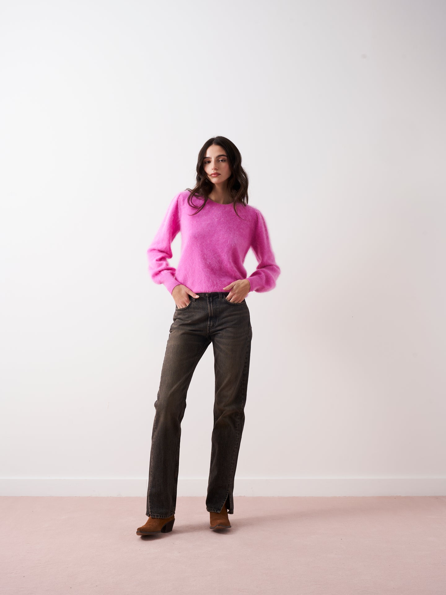 tasha - Brushed cashmere sweater - lollipop