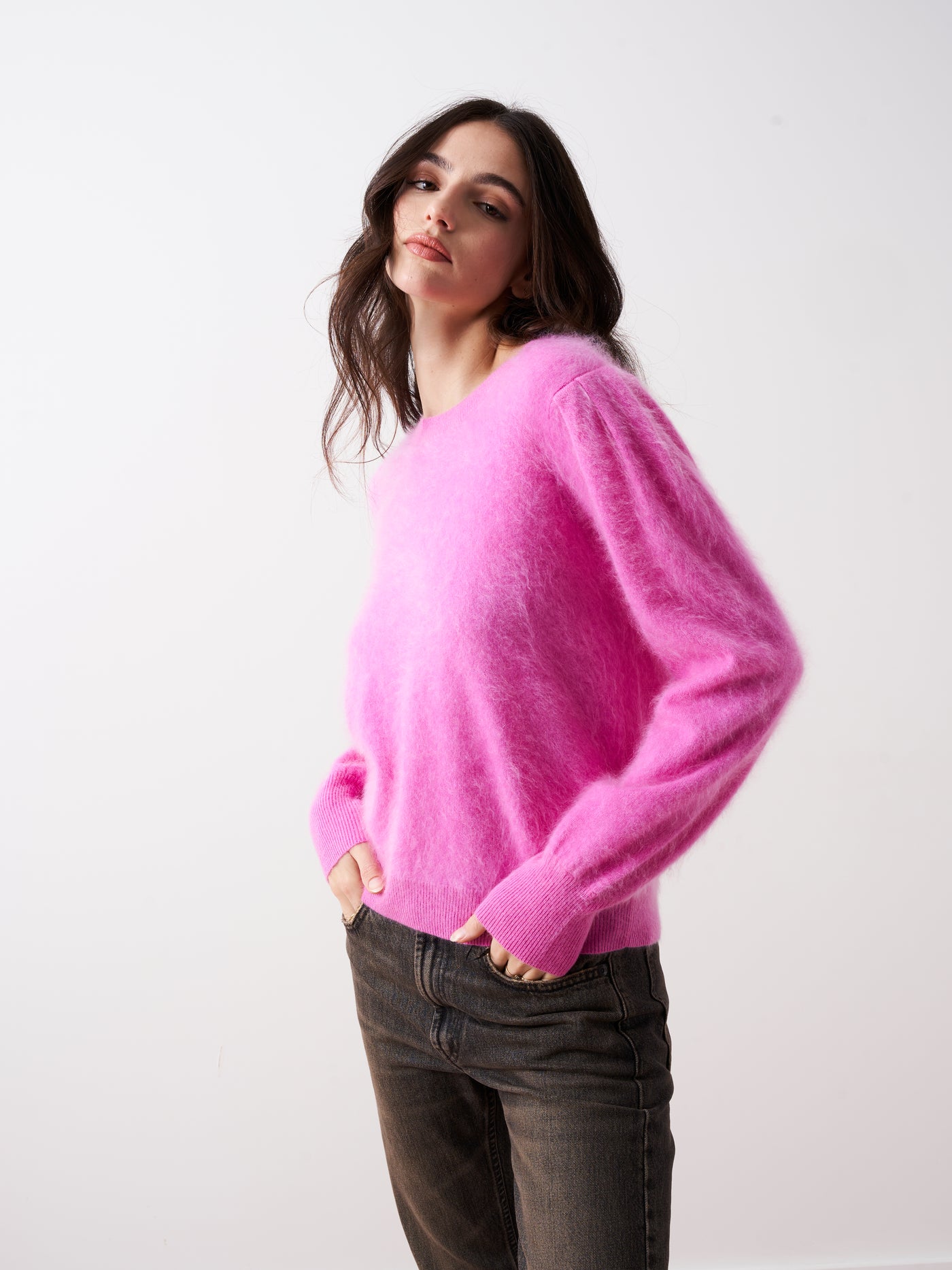 tasha - Brushed cashmere sweater - lollipop