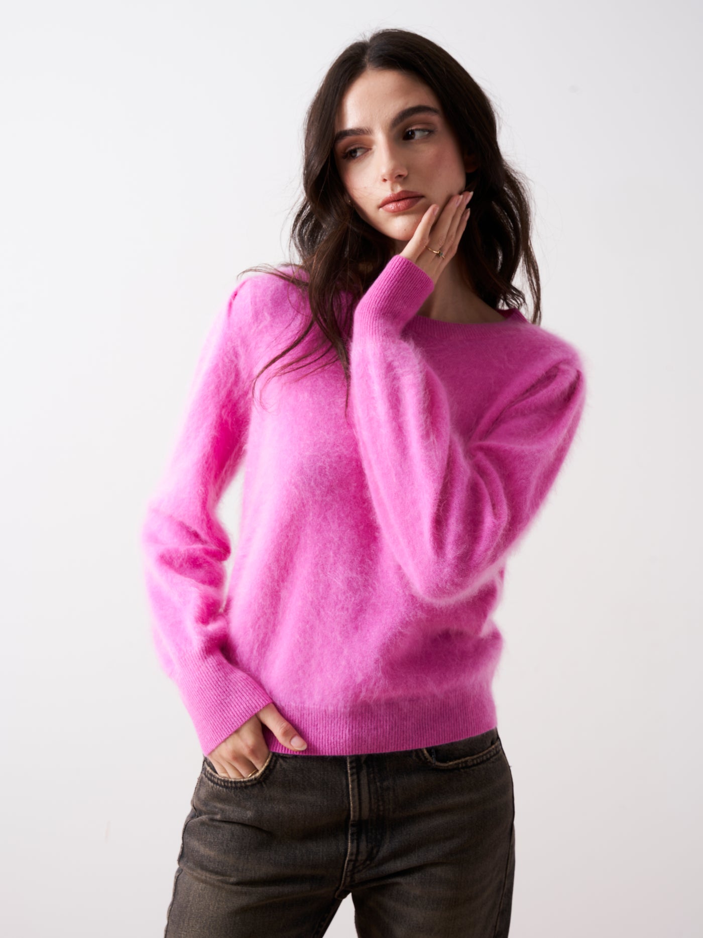 tasha - Brushed cashmere sweater - lollipop