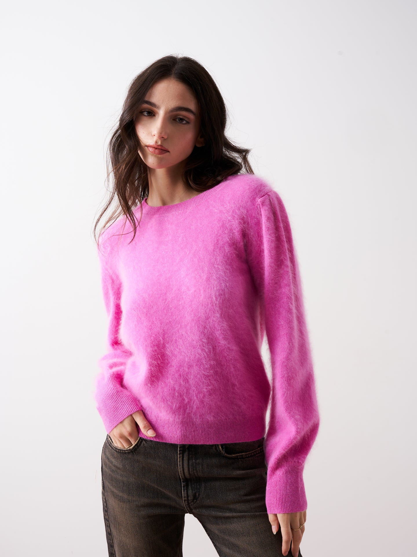 tasha - Brushed cashmere sweater - lollipop