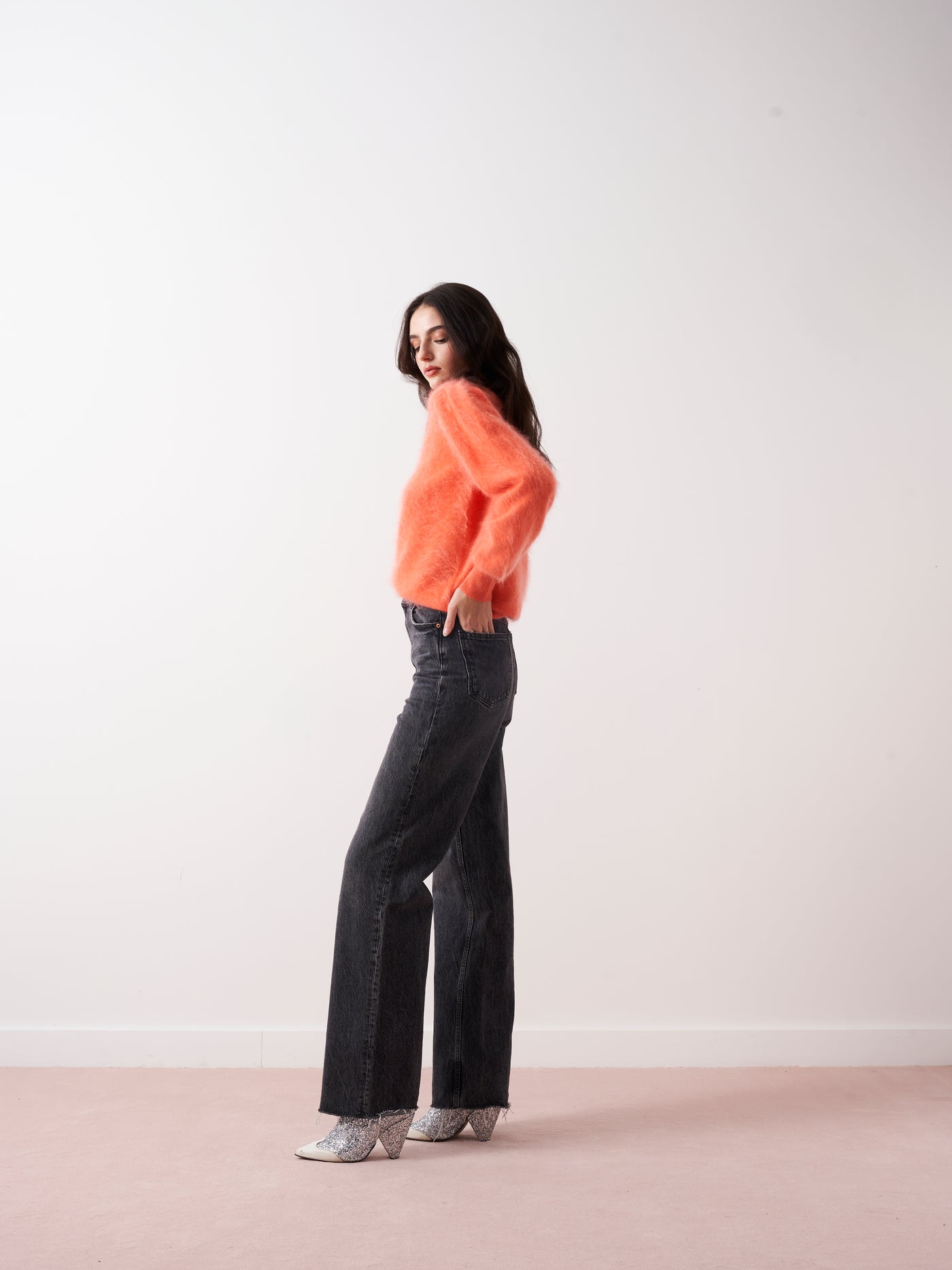 tasha - Pull en cachemire brossé - melon