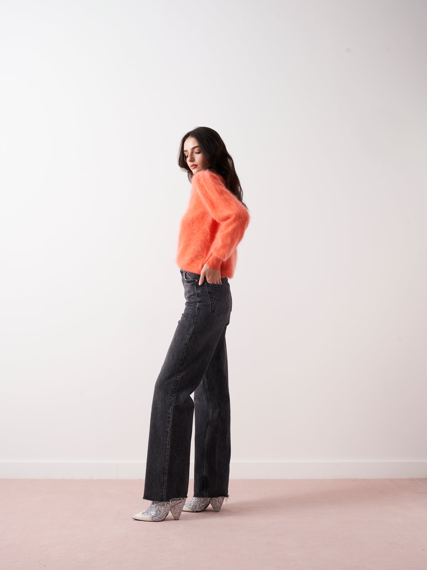 tasha - Pull en cachemire brossé - melon