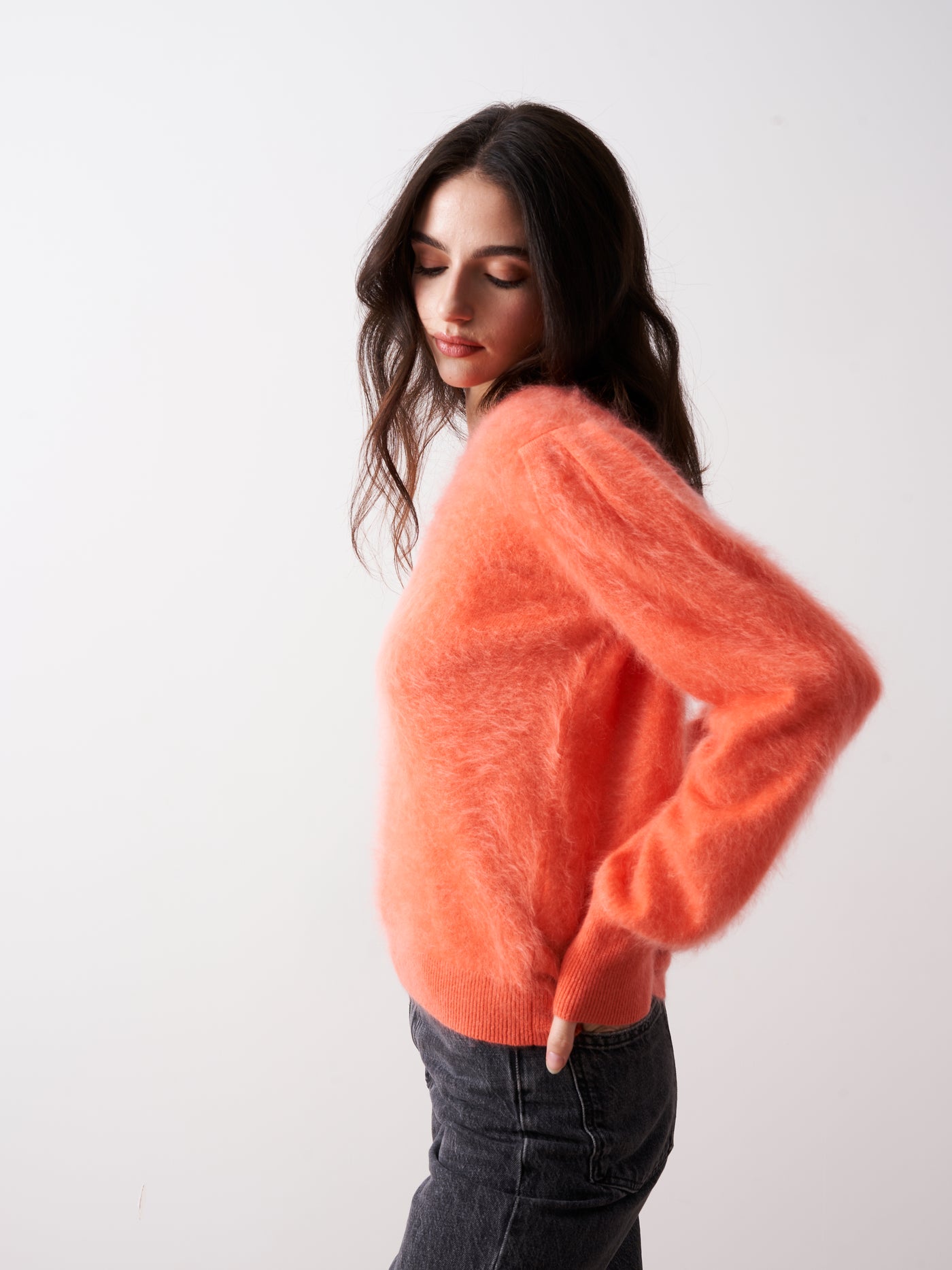 tasha - Pull en cachemire brossé - melon