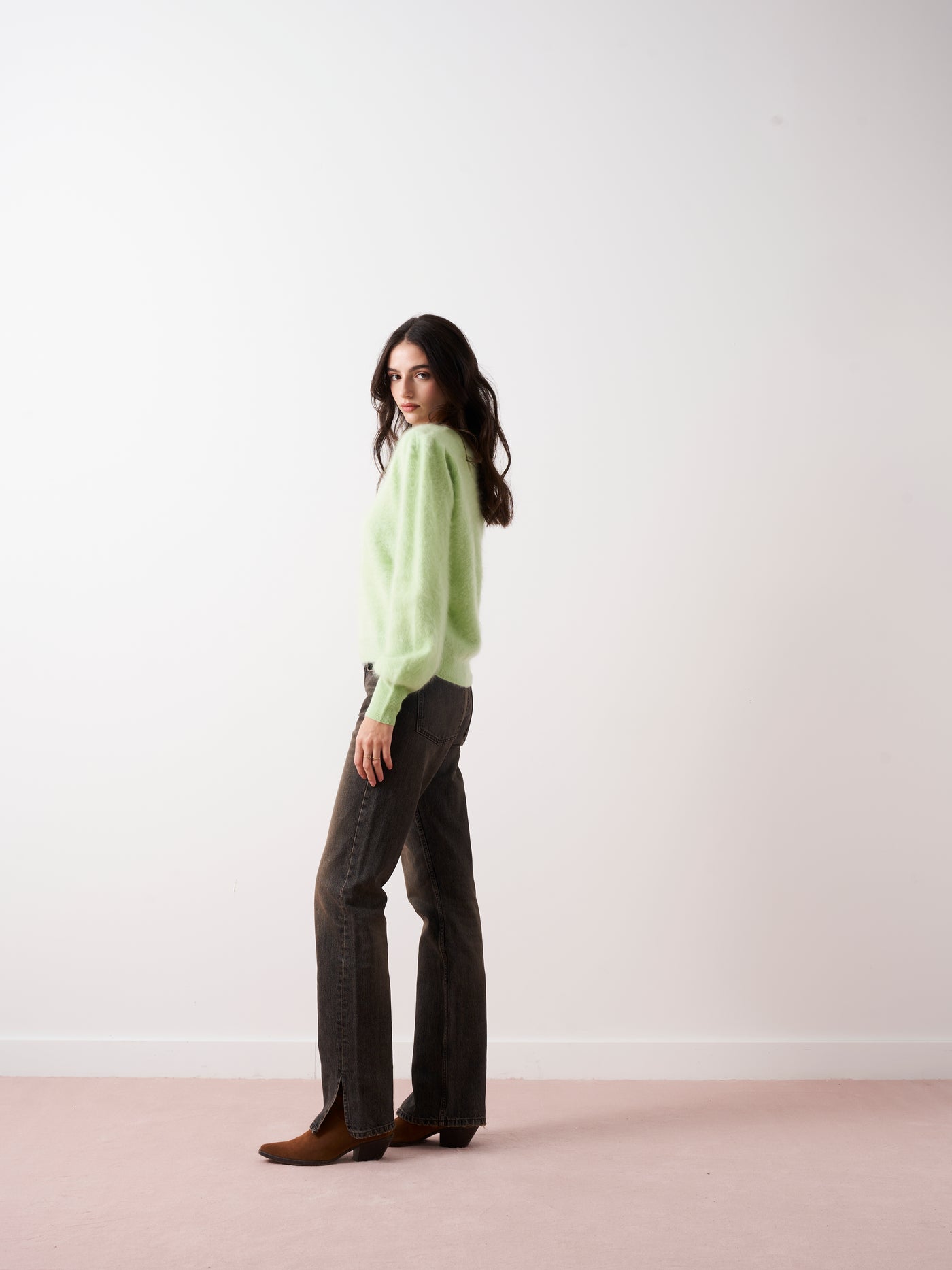 tasha - Brushed cashmere sweater - pistachio