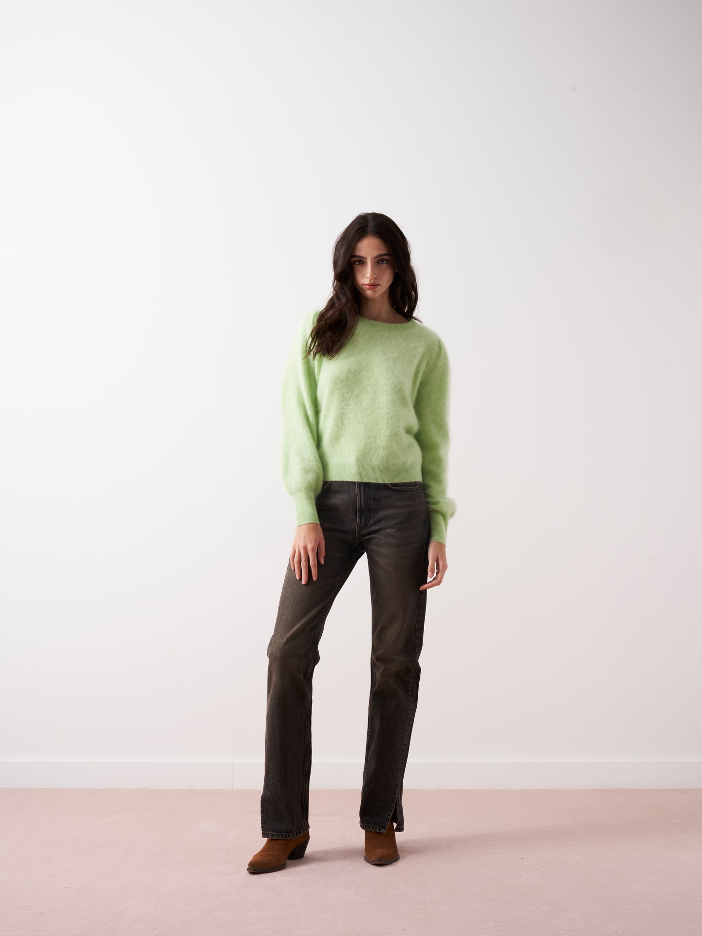 tasha - Brushed cashmere sweater - pistachio