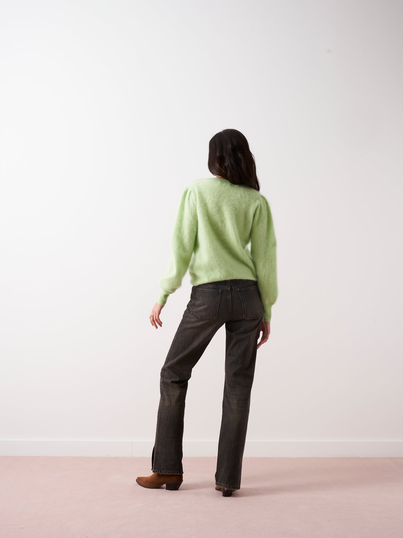 tasha - Brushed cashmere sweater - pistachio