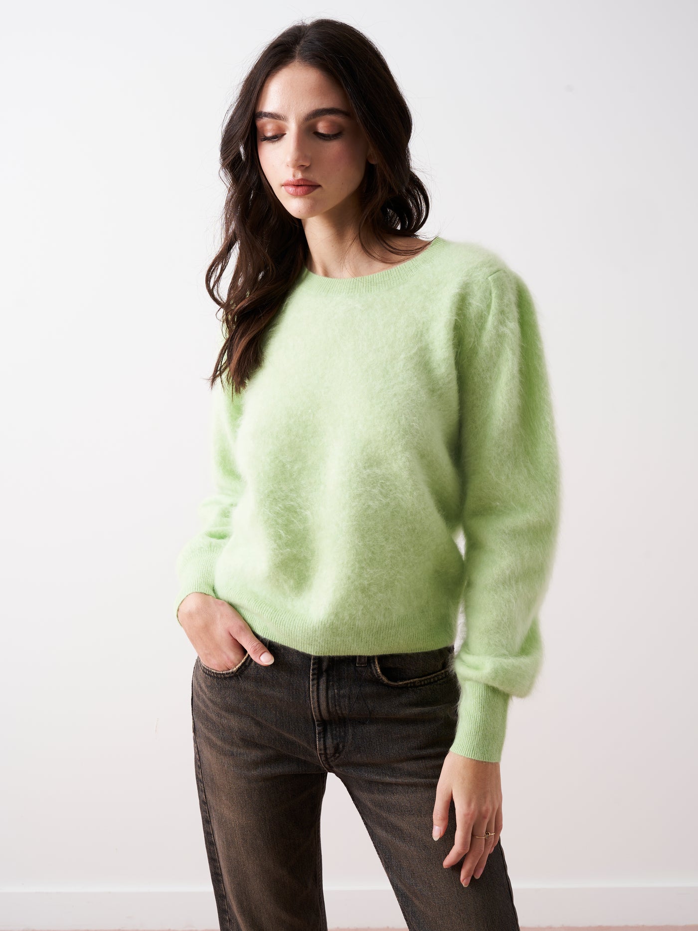 tasha - Brushed cashmere sweater - pistachio