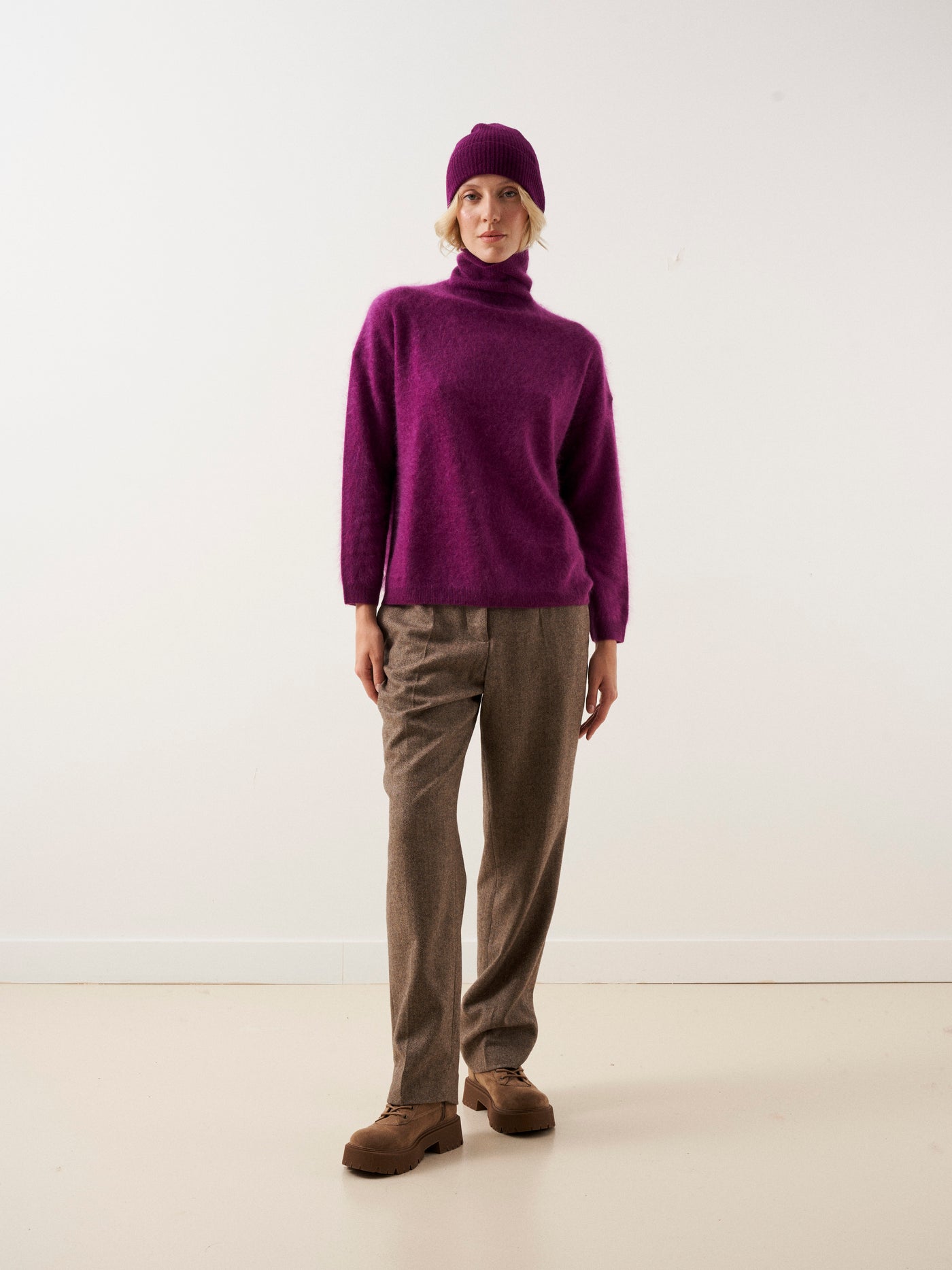 adare - Pull en cachemire brossé - eggplant