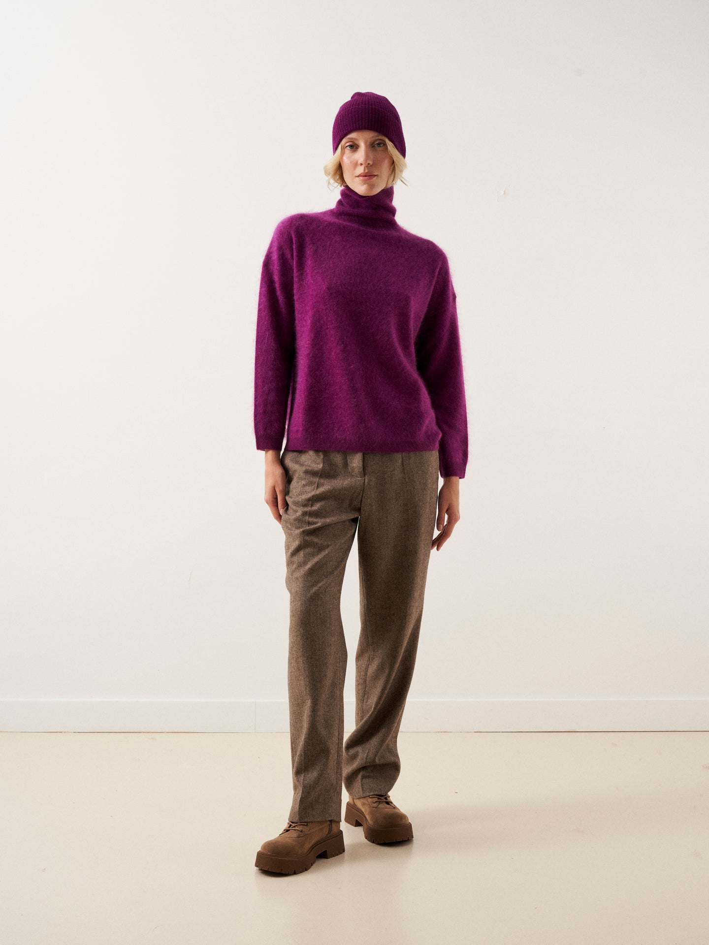 adare - Pull en cachemire brossé - eggplant