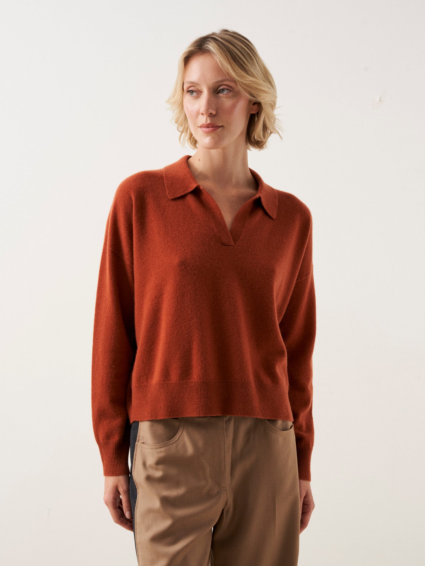 pia - Pull polo 100% cachemire - cinnamon