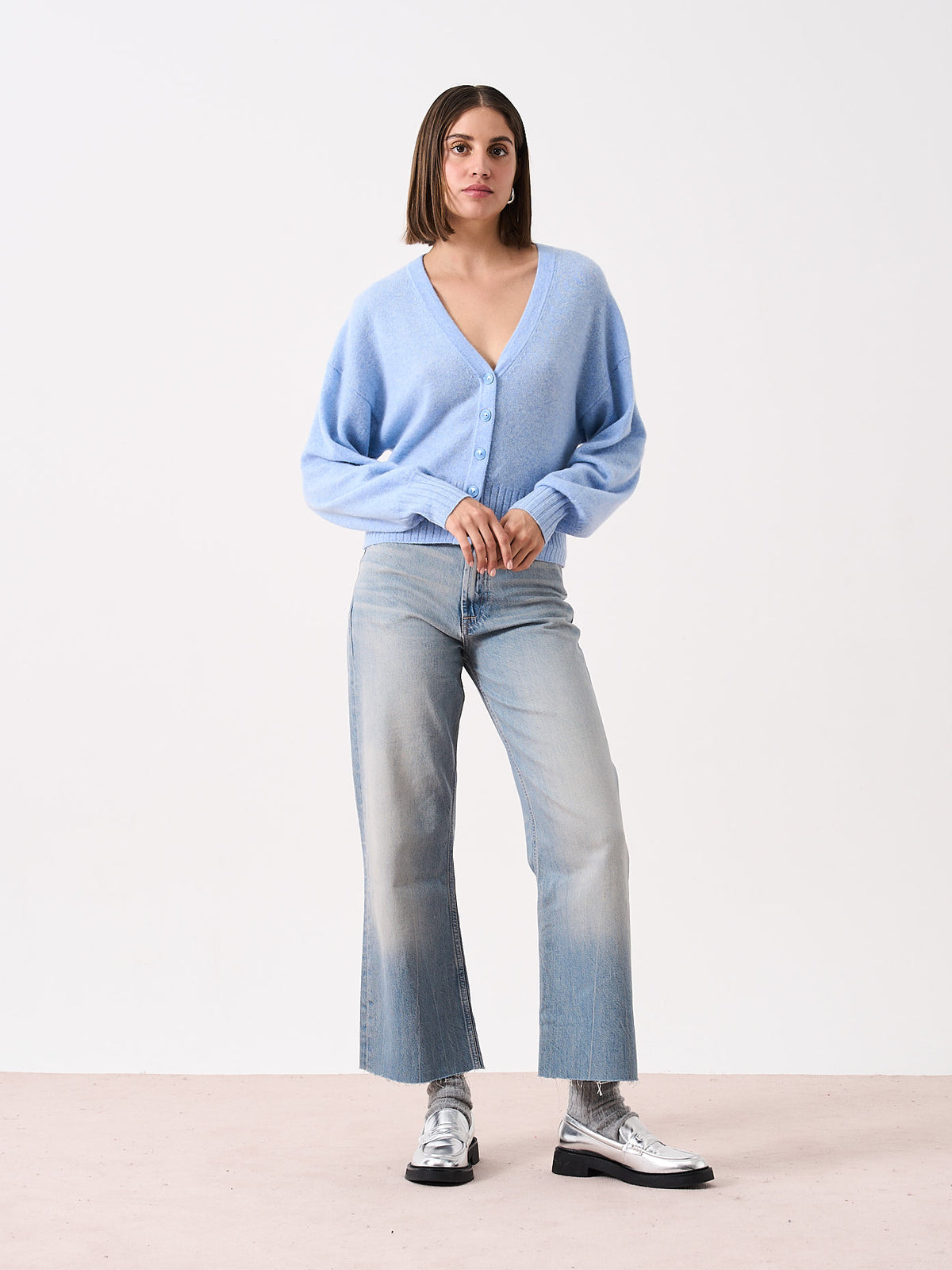 eugenie - 100% cashmere cardigan - cloudy blue